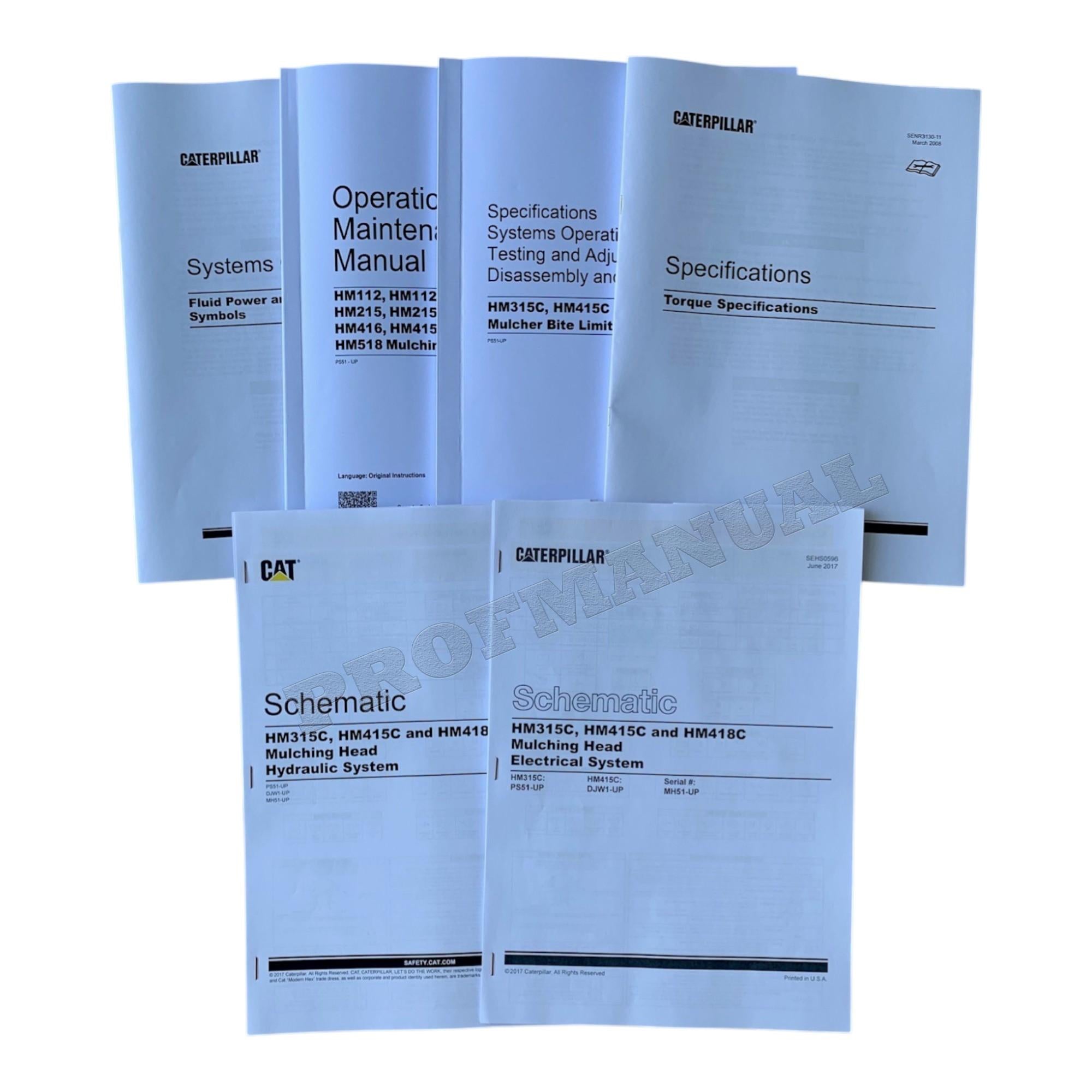 Manual de servicio completo del cabezal triturador Caterpillar HM315C *Enviar número de serie