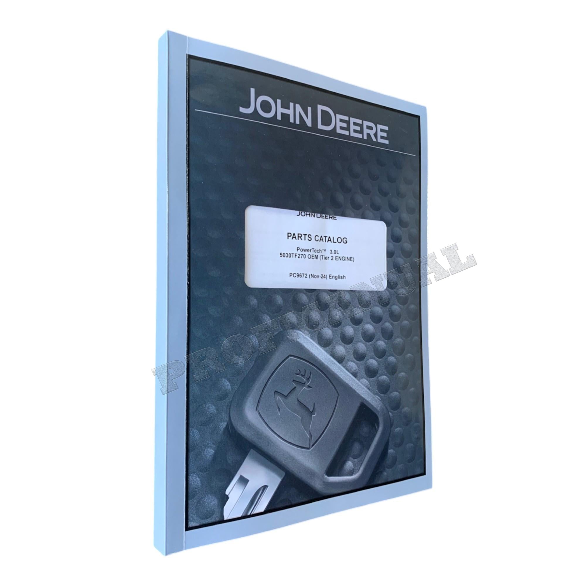 John Deere PowerTech 3.0L OEM Engine 5030TF270 Parts Catalog Manual