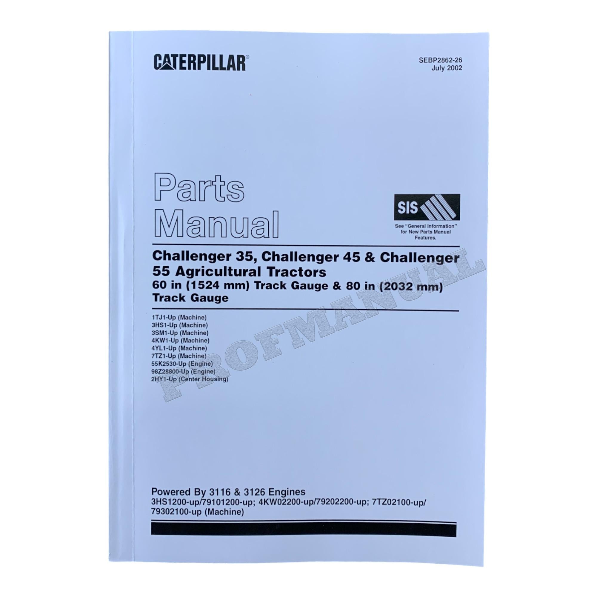 Caterpillar Cat Challenger 35 45 55 Cce Ag Tractor Parts Catalog Manual