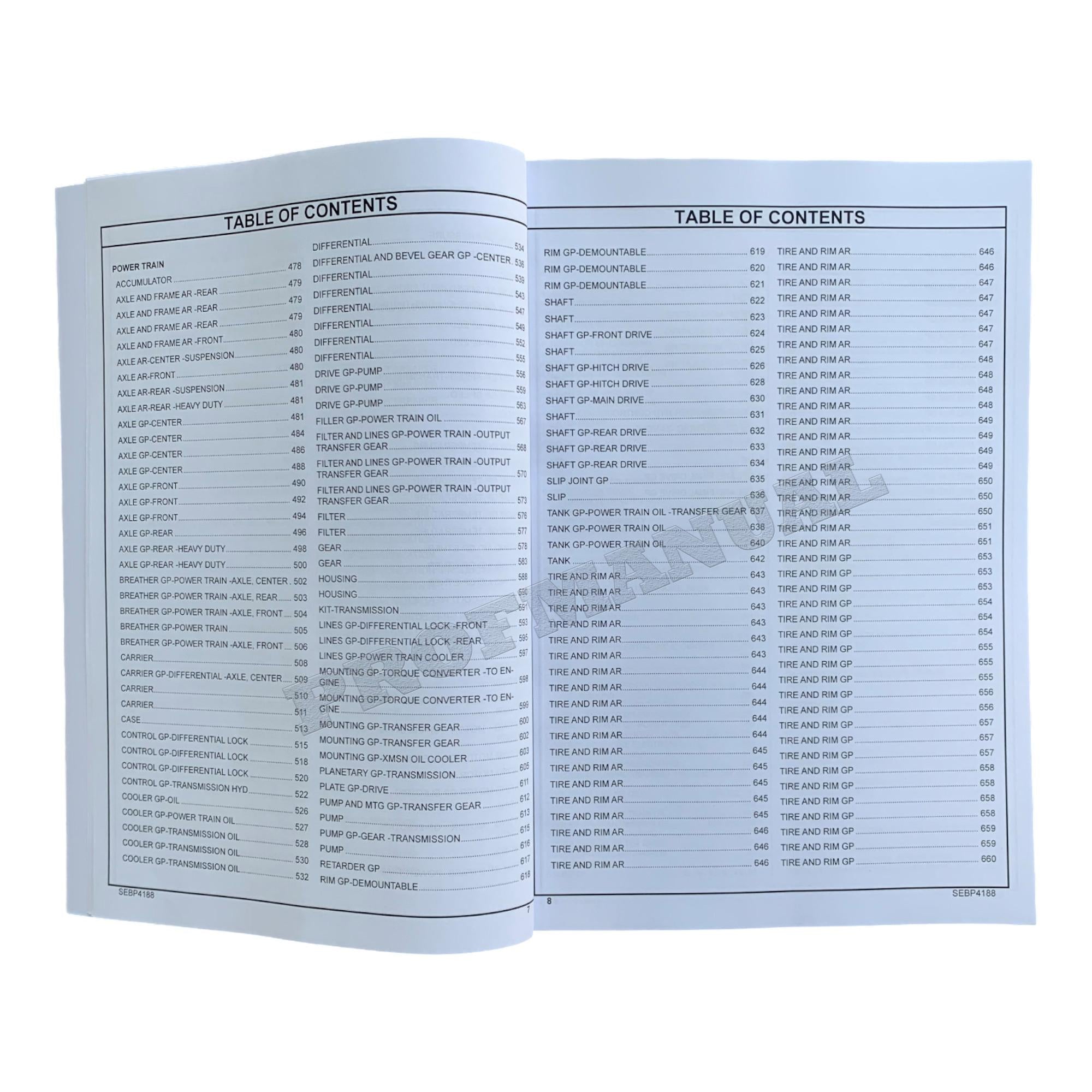 Caterpillar Cat 725 Articulated Truck Parts Catalog Manual