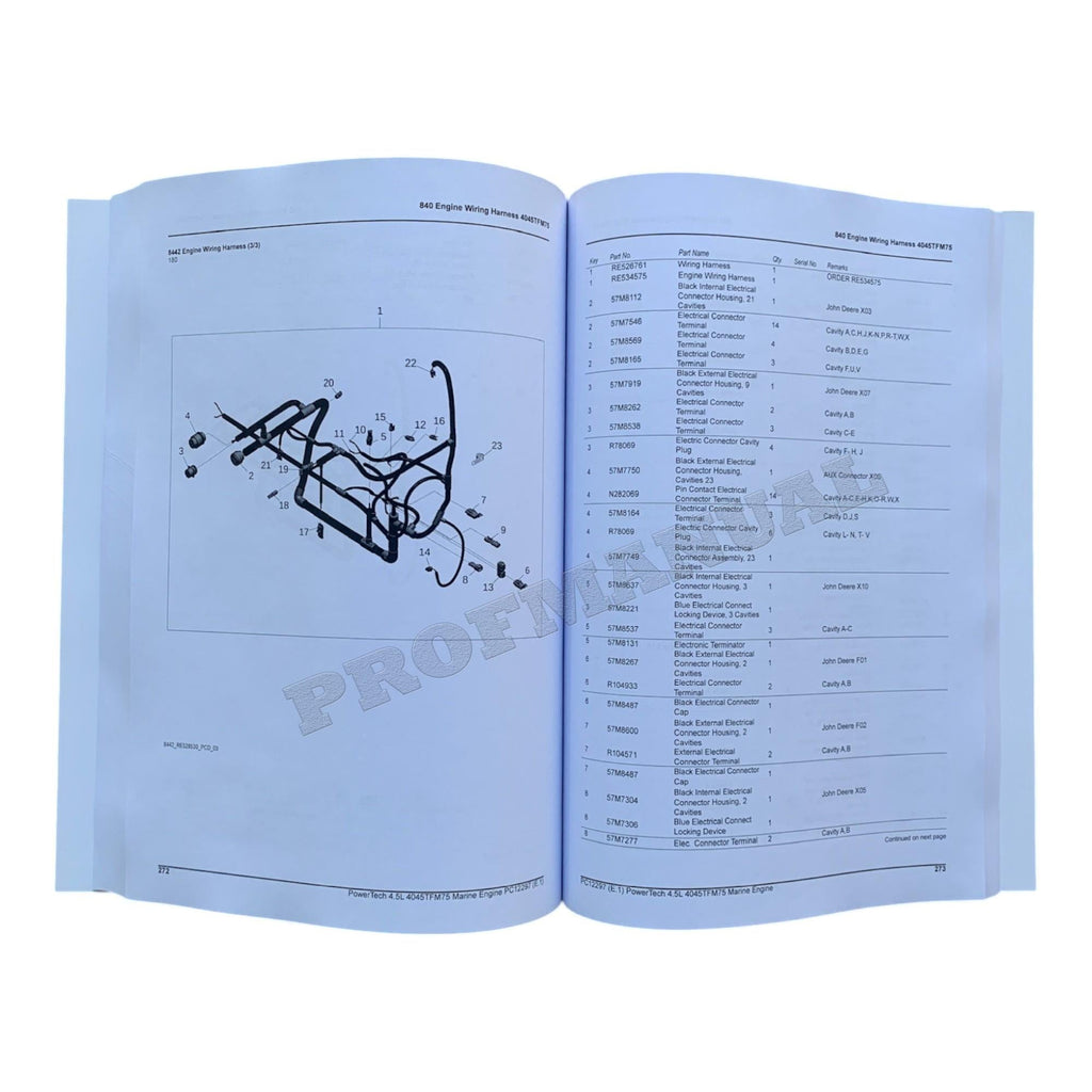 John Deere PowerTech 4.5L 4045TFM75 Marine Engine Parts Catalog Manual