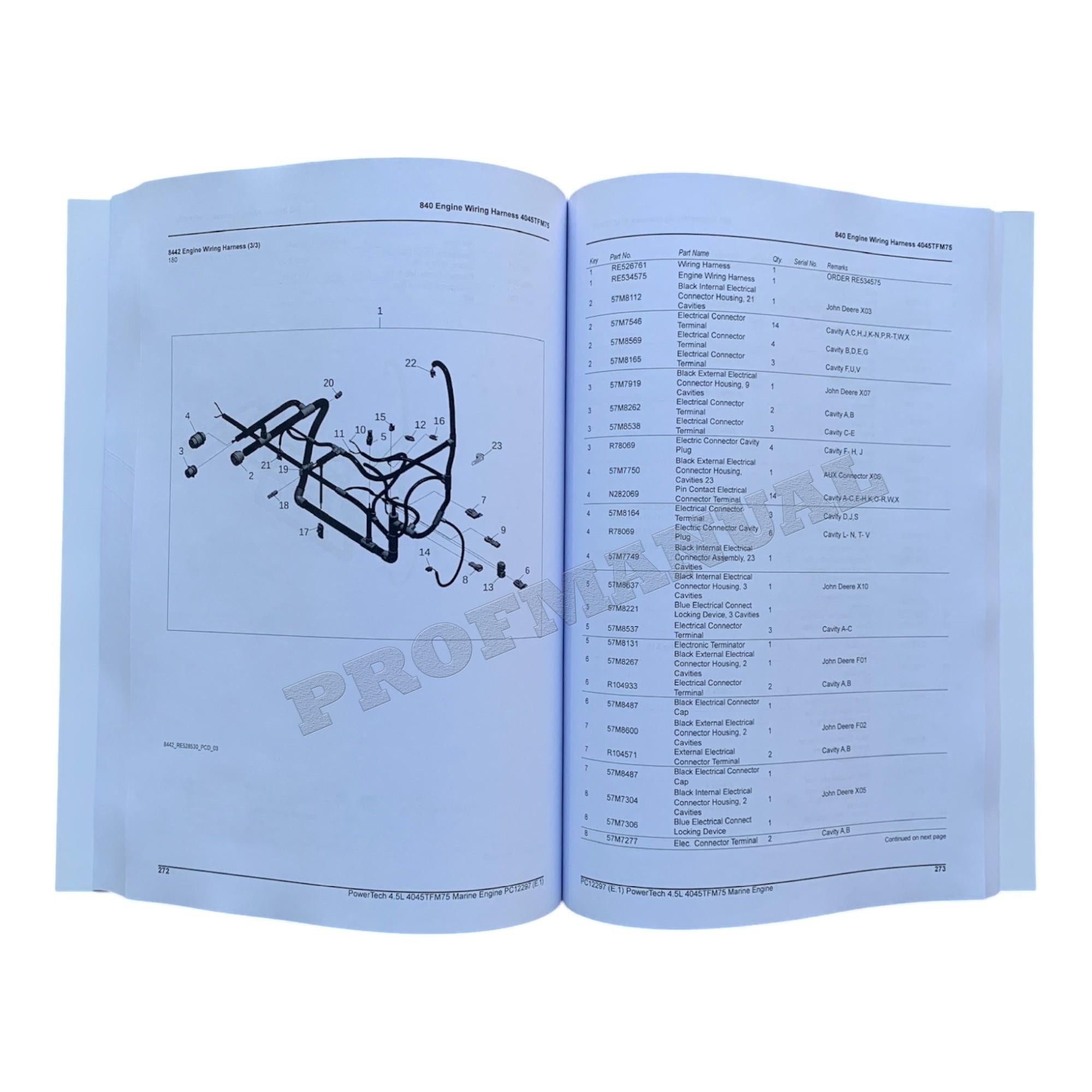 John Deere PowerTech 4.5L 4045TFM75 Marine Engine Parts Catalog Manual