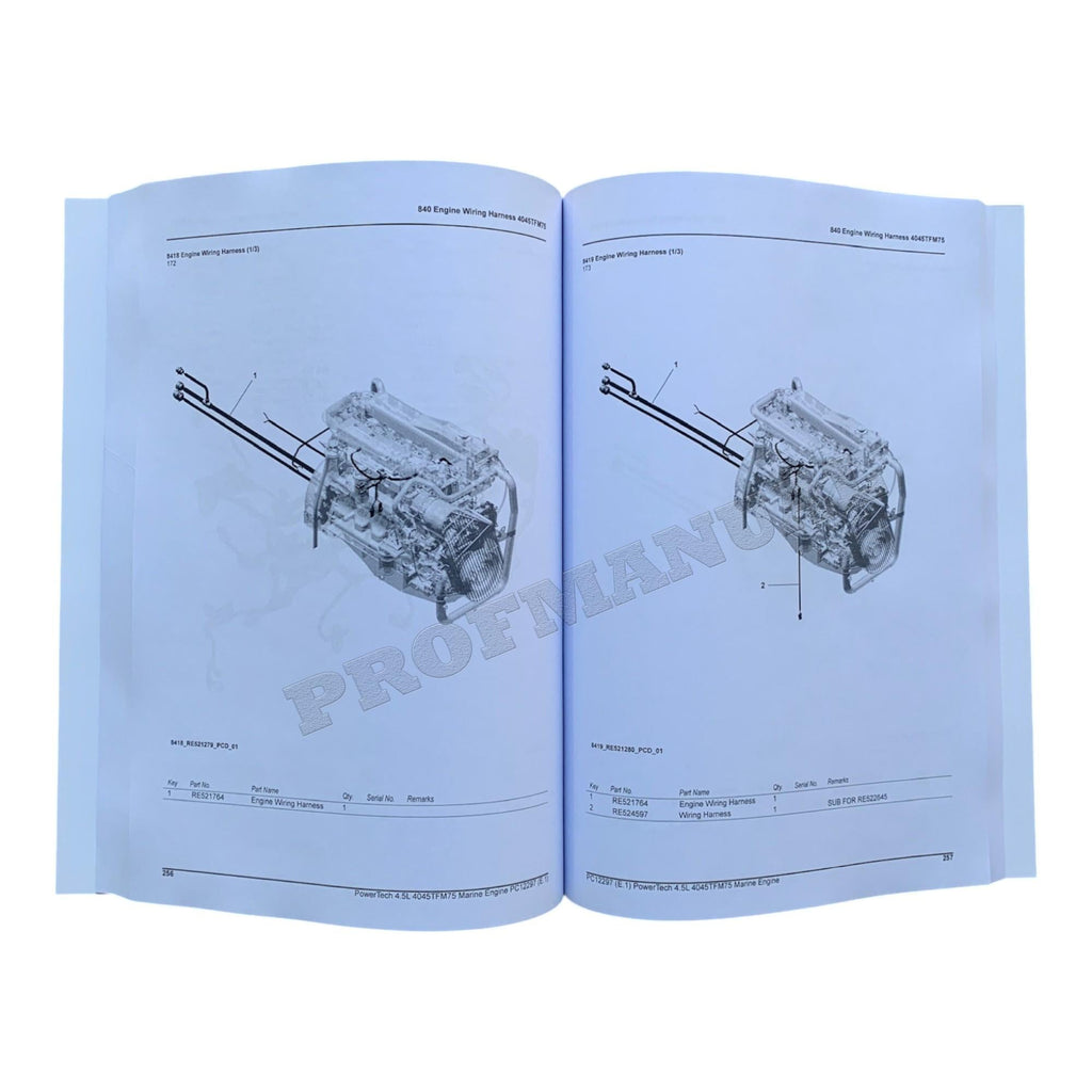 John Deere PowerTech 4.5L 4045TFM75 Marine Engine Parts Catalog Manual