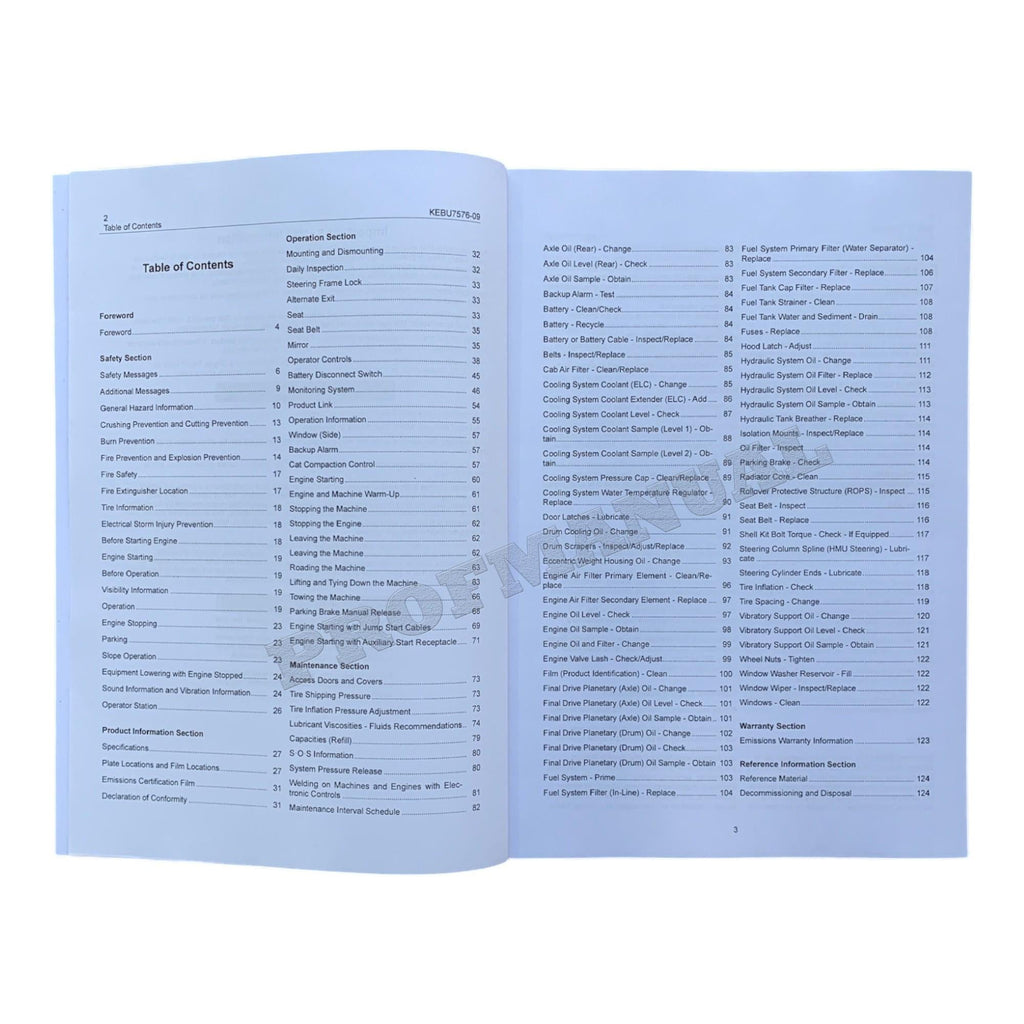 Caterpillar CP54B CS54B CS64B Vibratory Soil Compactor Operators Manual KEBU7576