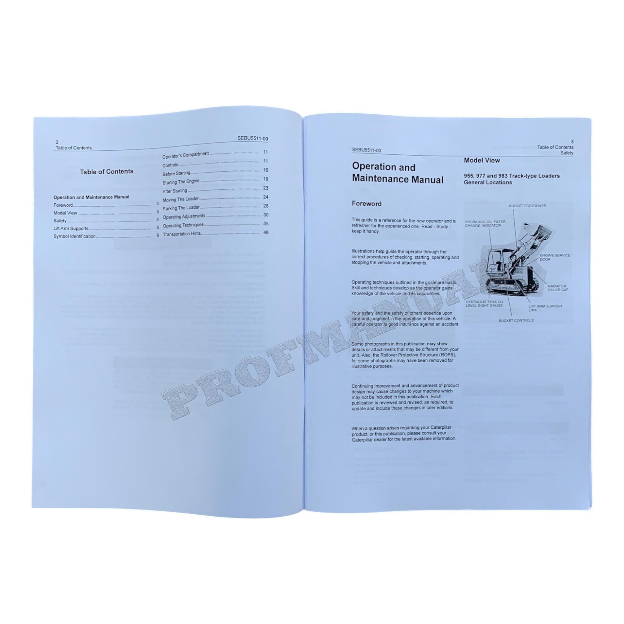 Manual del operador del cargador de cadenas Caterpillar 955 977 983