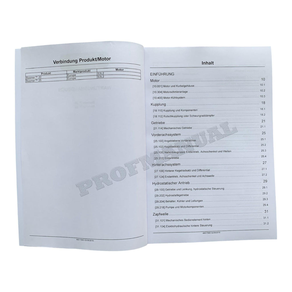 NEW HOLLAND BOOMER 20 25 TRAKTOR REPARATURHANDBUCH