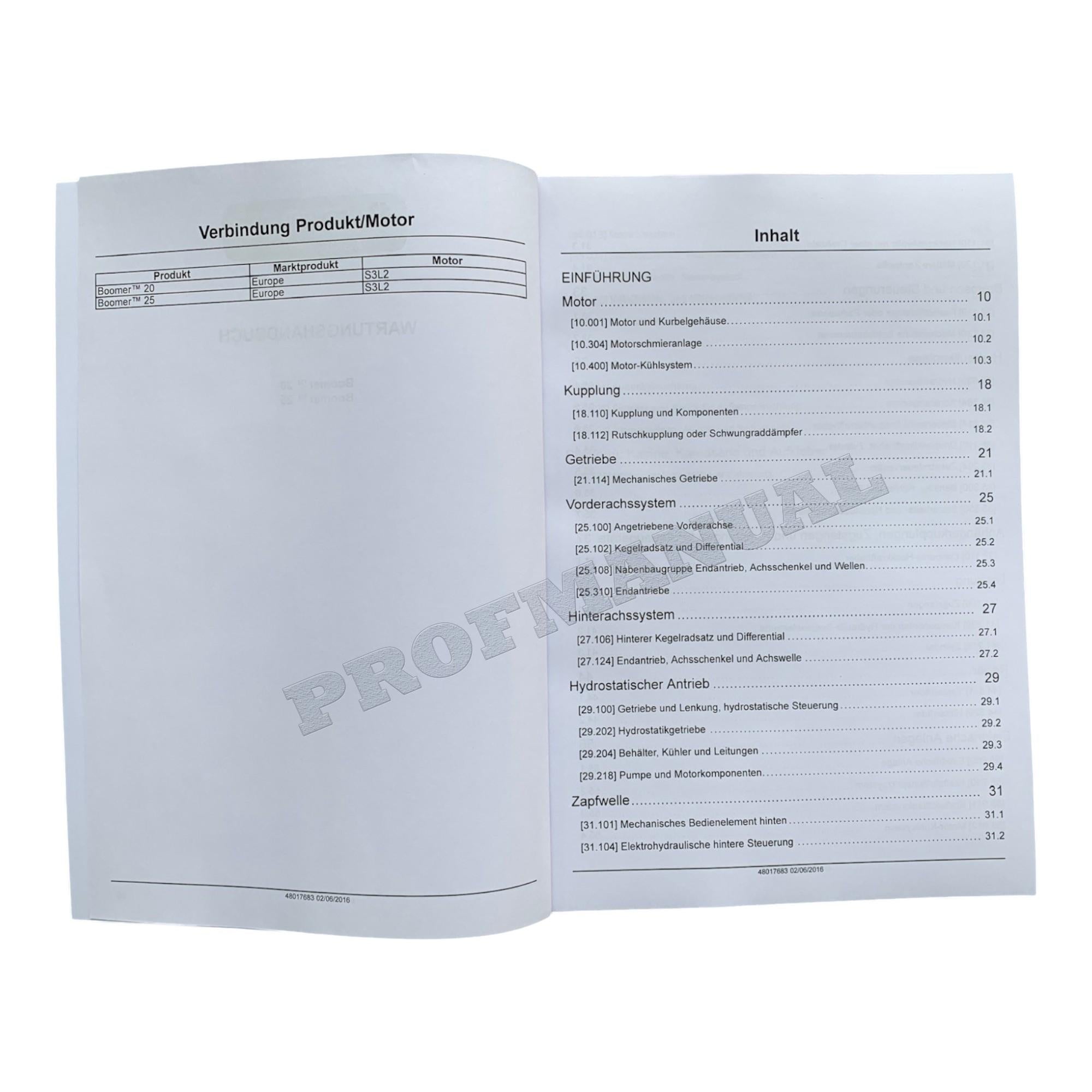 NEW HOLLAND BOOMER 20 25 TRAKTOR REPARATURHANDBUCH