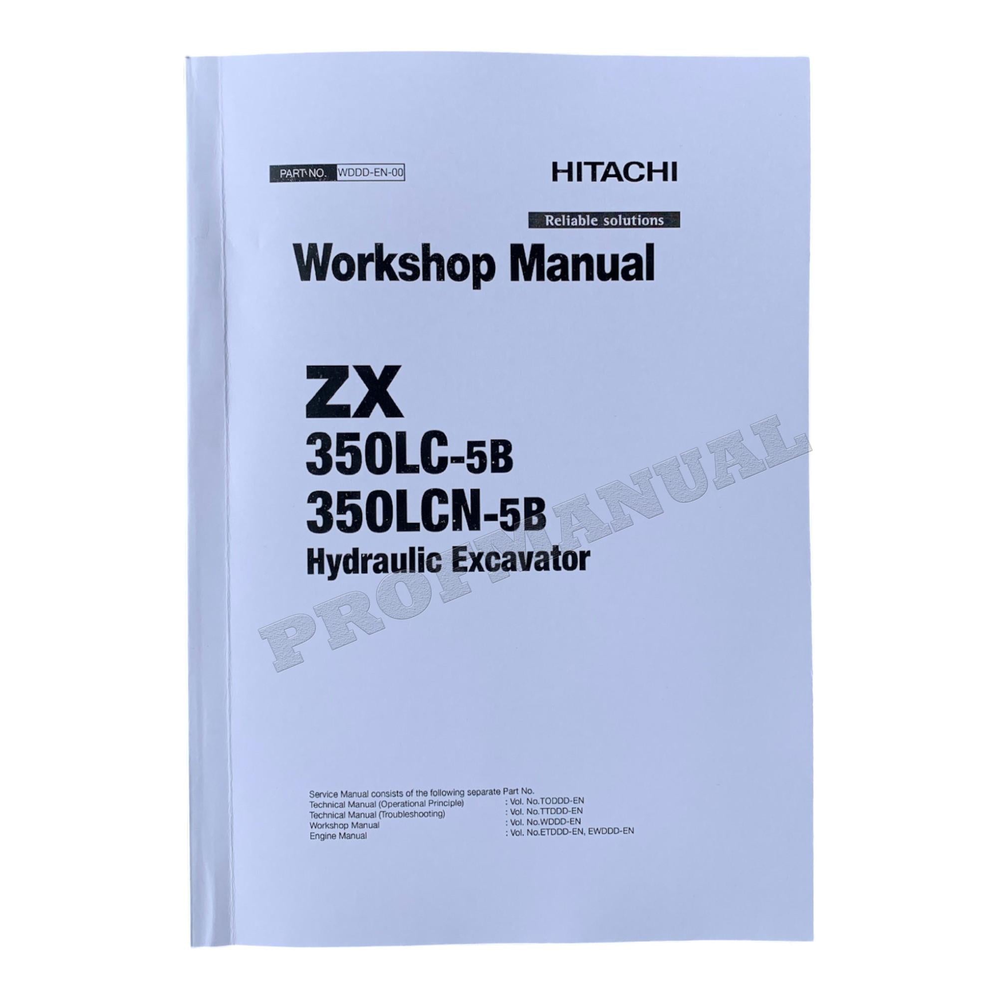 Manual de reparación y servicio del taller de excavadoras Hitachi ZX350LC-5B ZX350LCN-5B