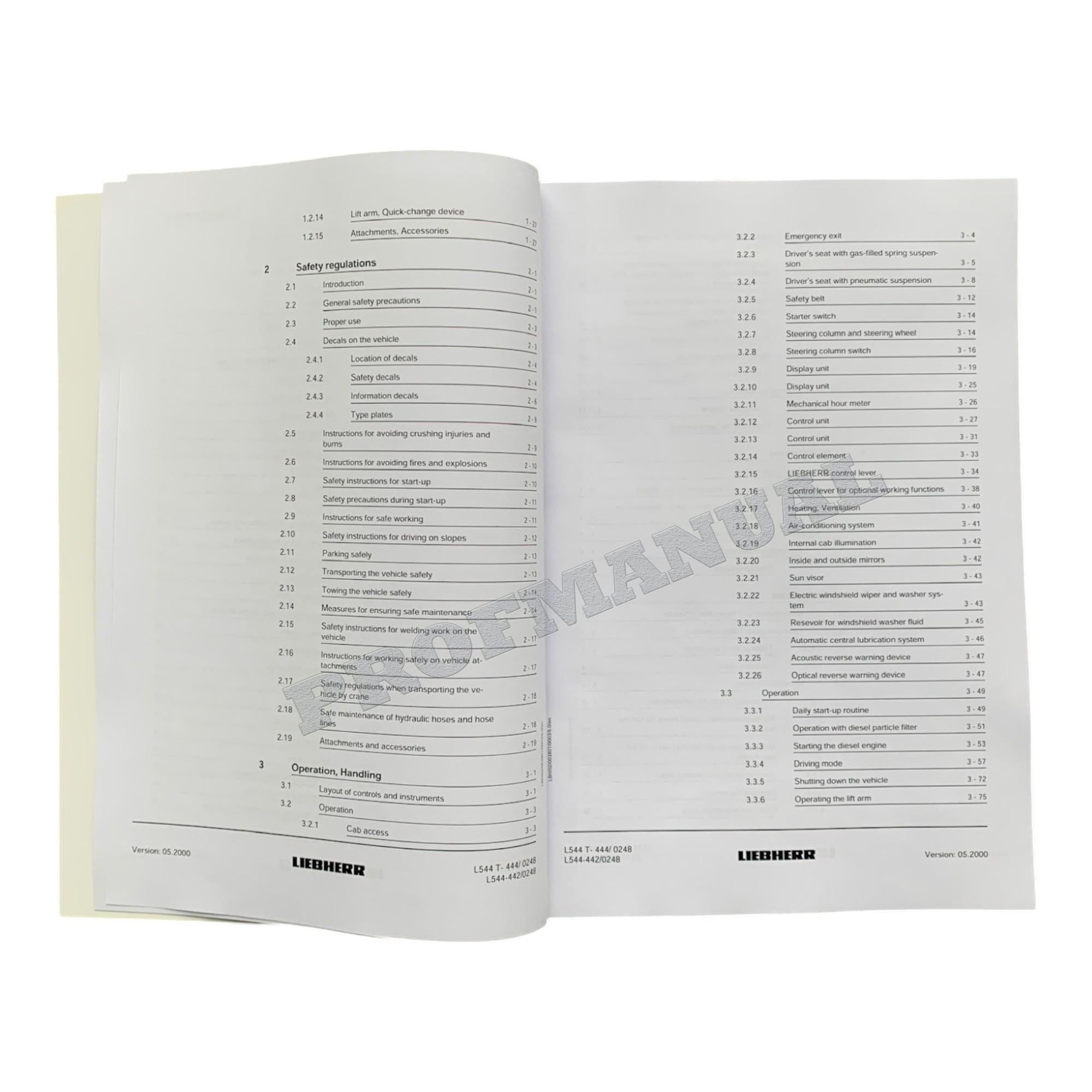 Liebherr L544 - L544 T Wheel Loader Operators manual
