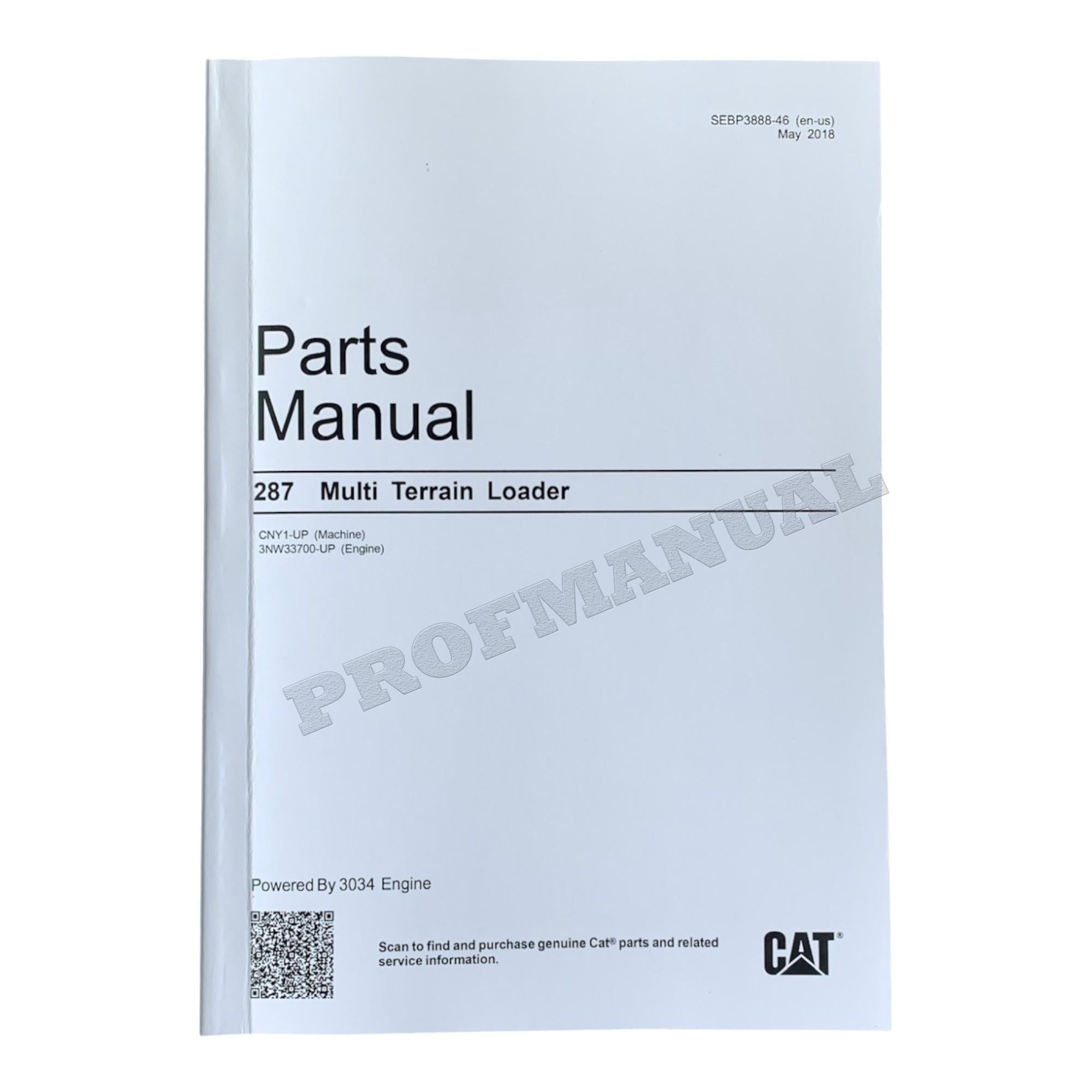 Caterpillar Cat 287 Multi Terrain Loader Parts Catalog Manual
