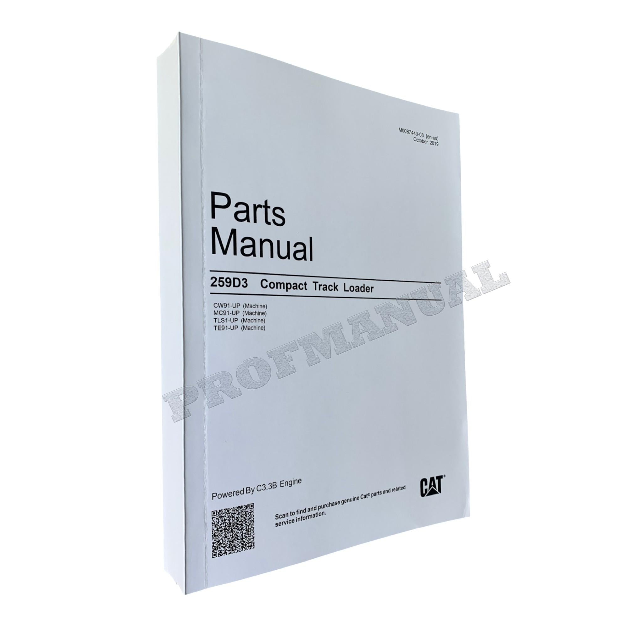 Caterpillar Cat 259D3 Compact Track Loader Parts Catalog Manual M0087443EN-US