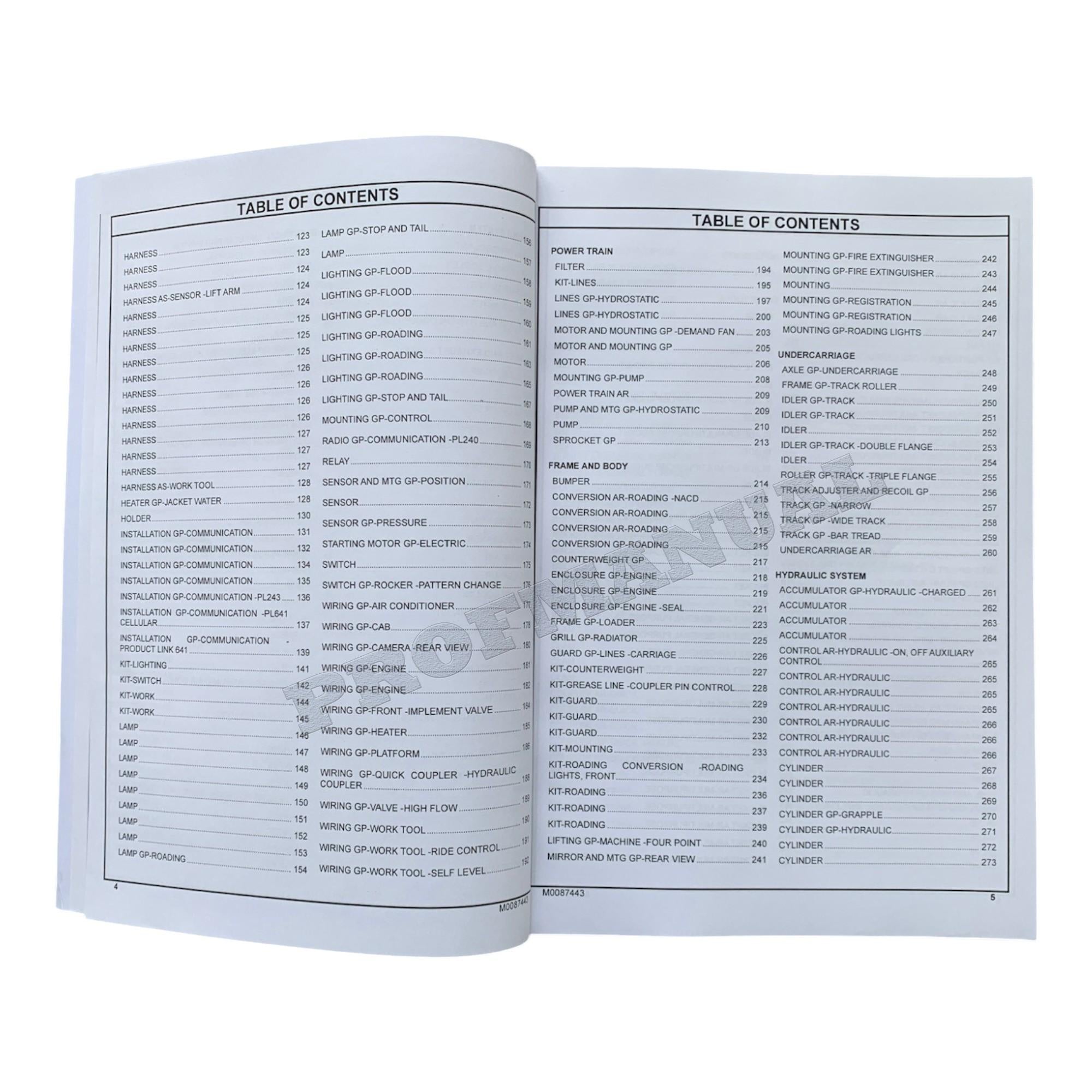 Caterpillar Cat 259D3 Compact Track Loader Parts Catalog Manual M0087443EN-US