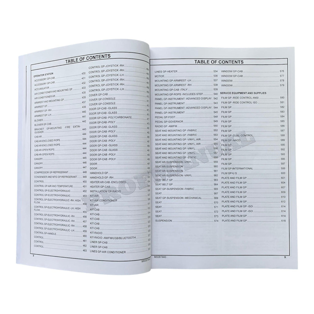 Caterpillar Cat 259D3 Compact Track Loader Parts Catalog Manual M0087443EN-US