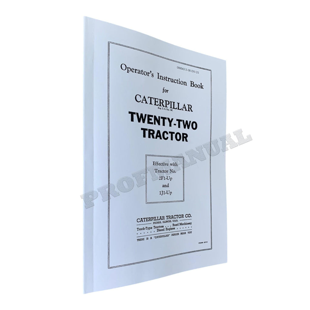 Caterpillar Twenty Two Tractor Operators Maintenance Manual 2F1-Up 1J1-Up