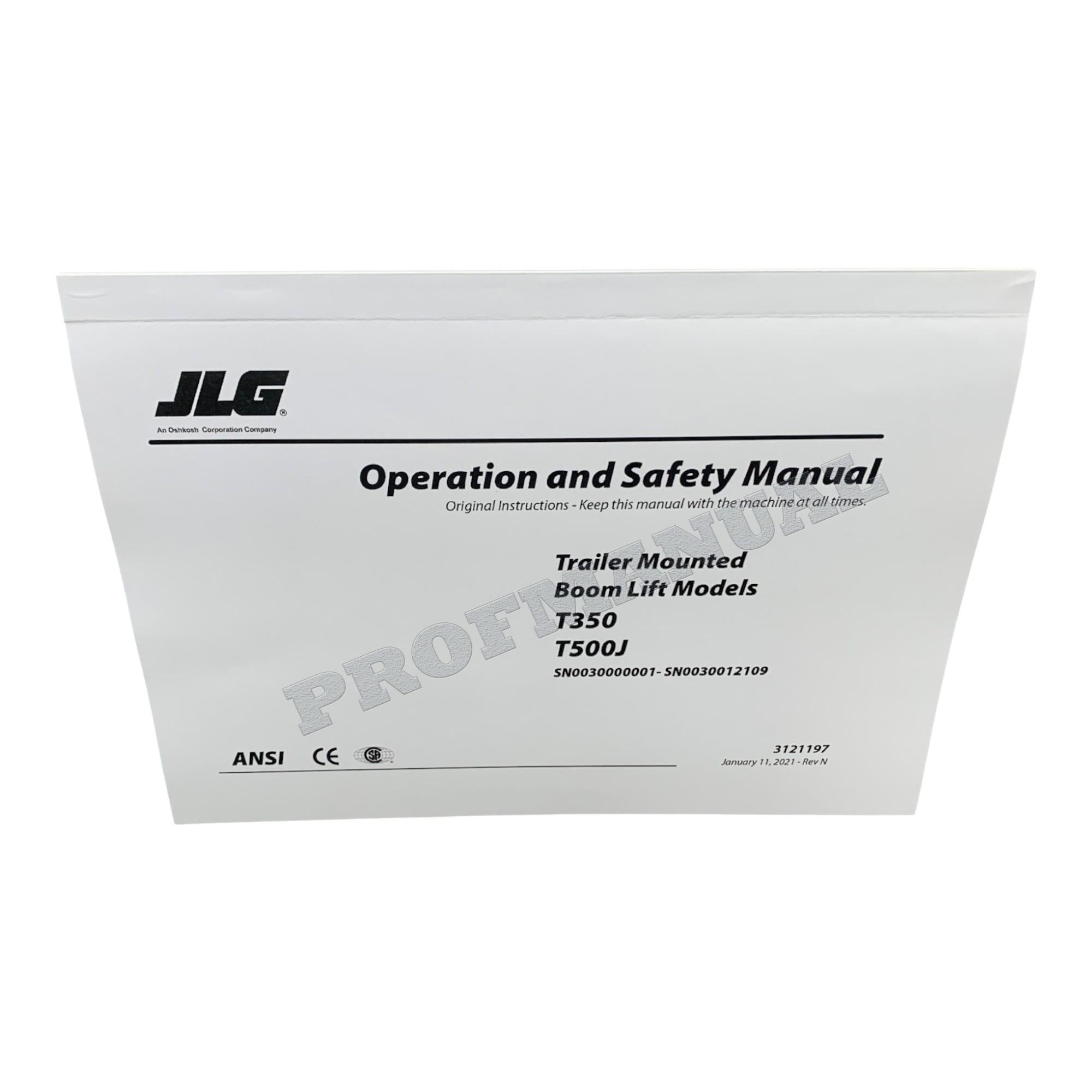 JLG T350 T500J Boom Lift Maintenance Operation Operators Manual 3121197