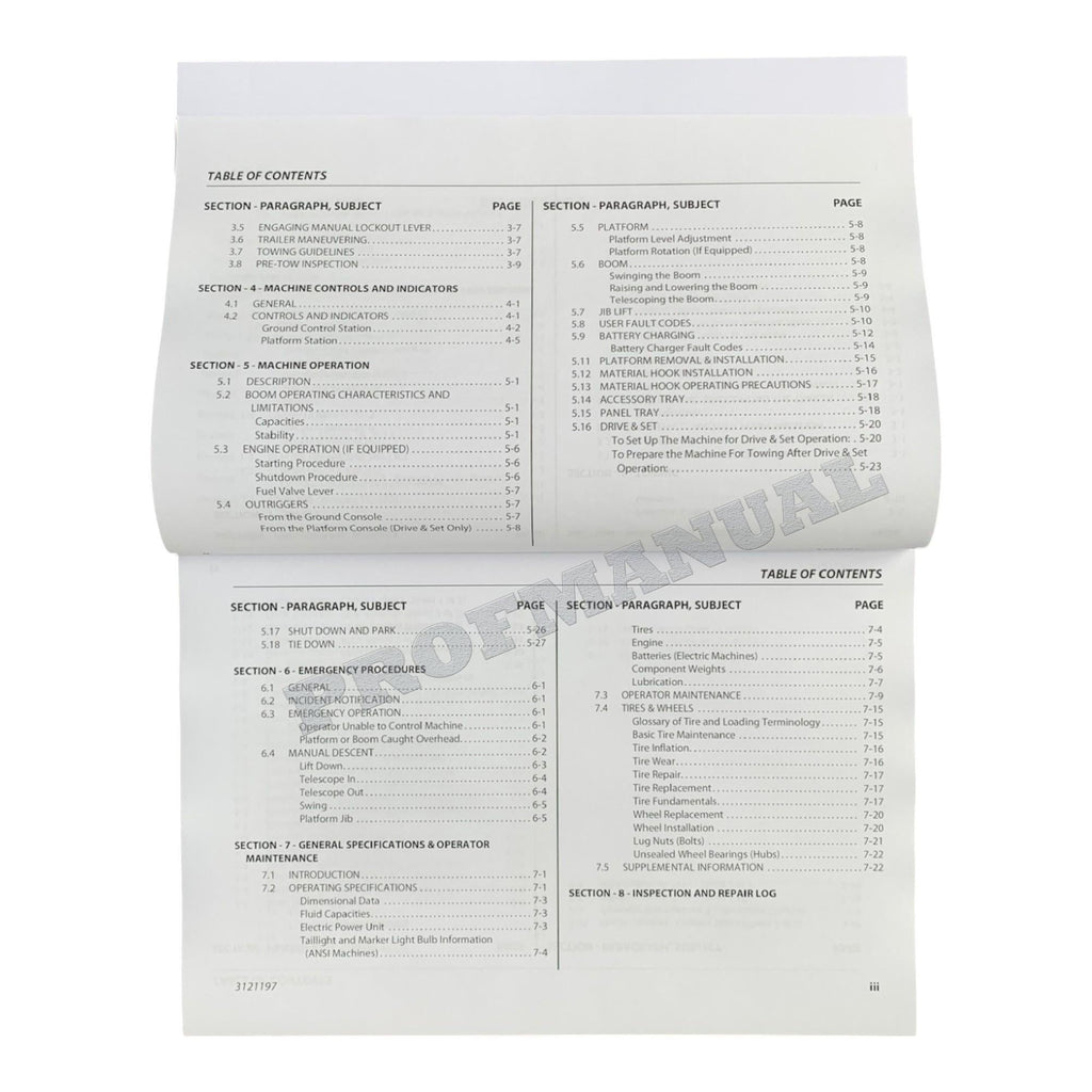 JLG T350 T500J Boom Lift Maintenance Operation Operators Manual 3121197