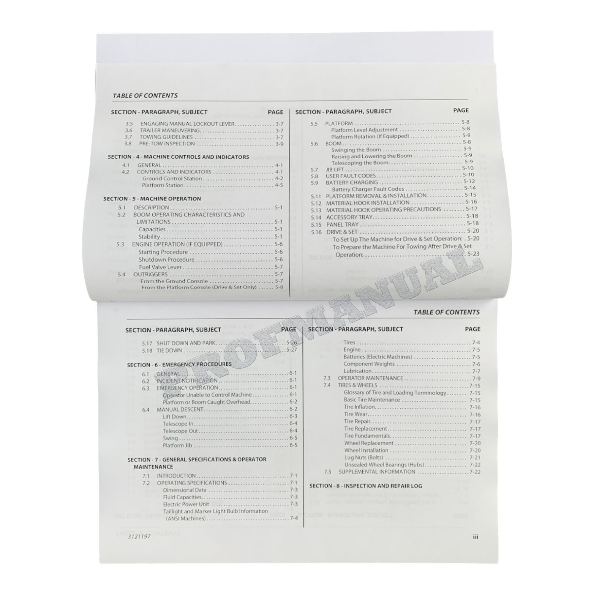 JLG T350 T500J Boom Lift Maintenance Operation Operators Manual 3121197