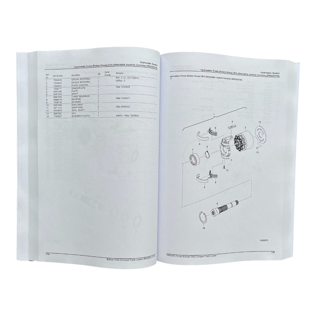 Bobcat T250 Compact Track Loader Parts Catalog Manual 531811001- 531911001-