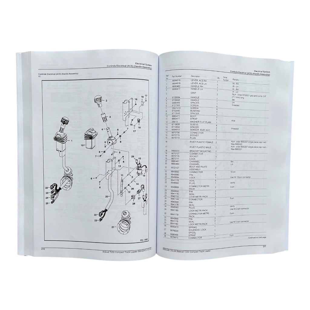 Bobcat T250 Compact Track Loader Parts Catalog Manual 531811001- 531911001-