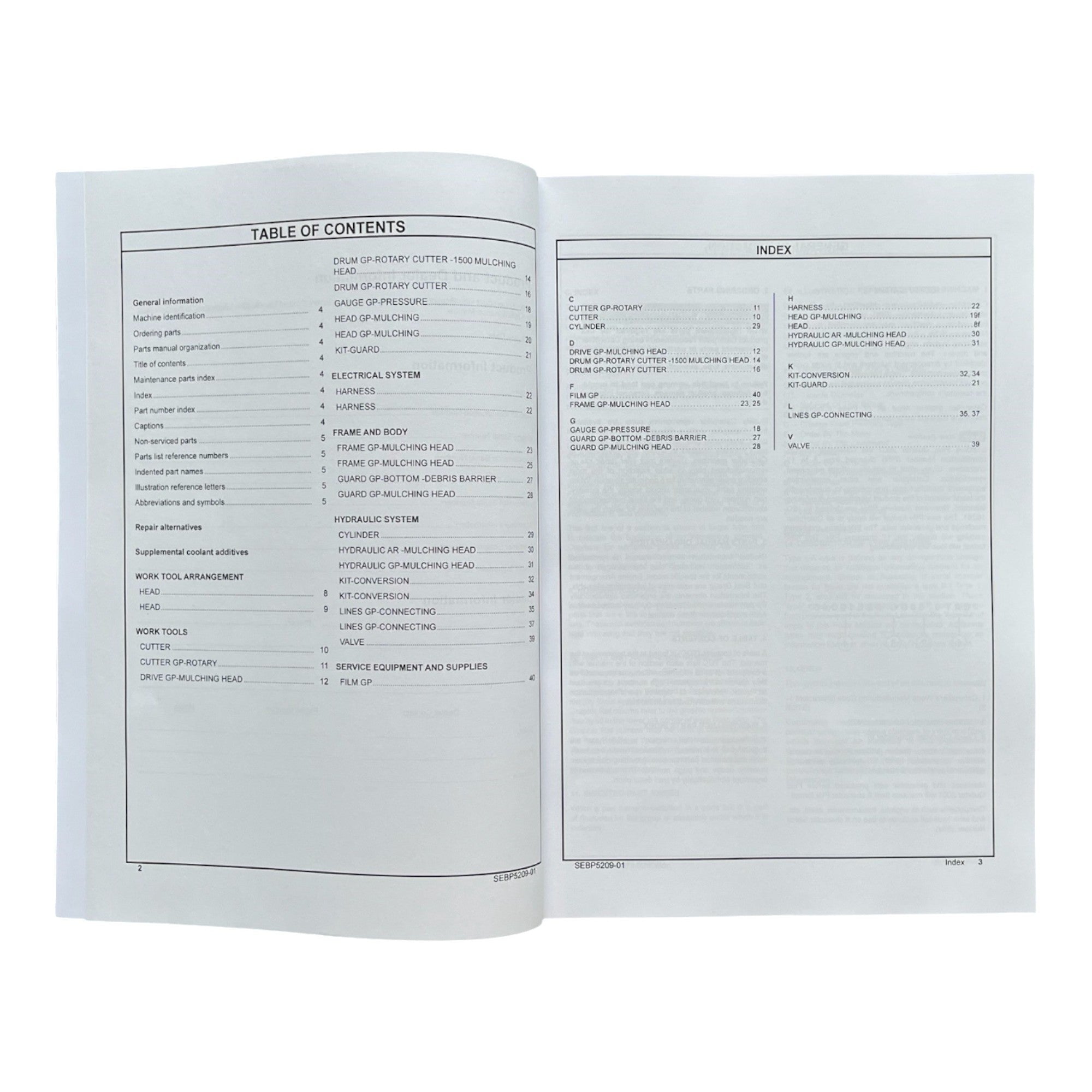 Caterpillar Cat HM315 Mulching Head Parts Catalog Manual