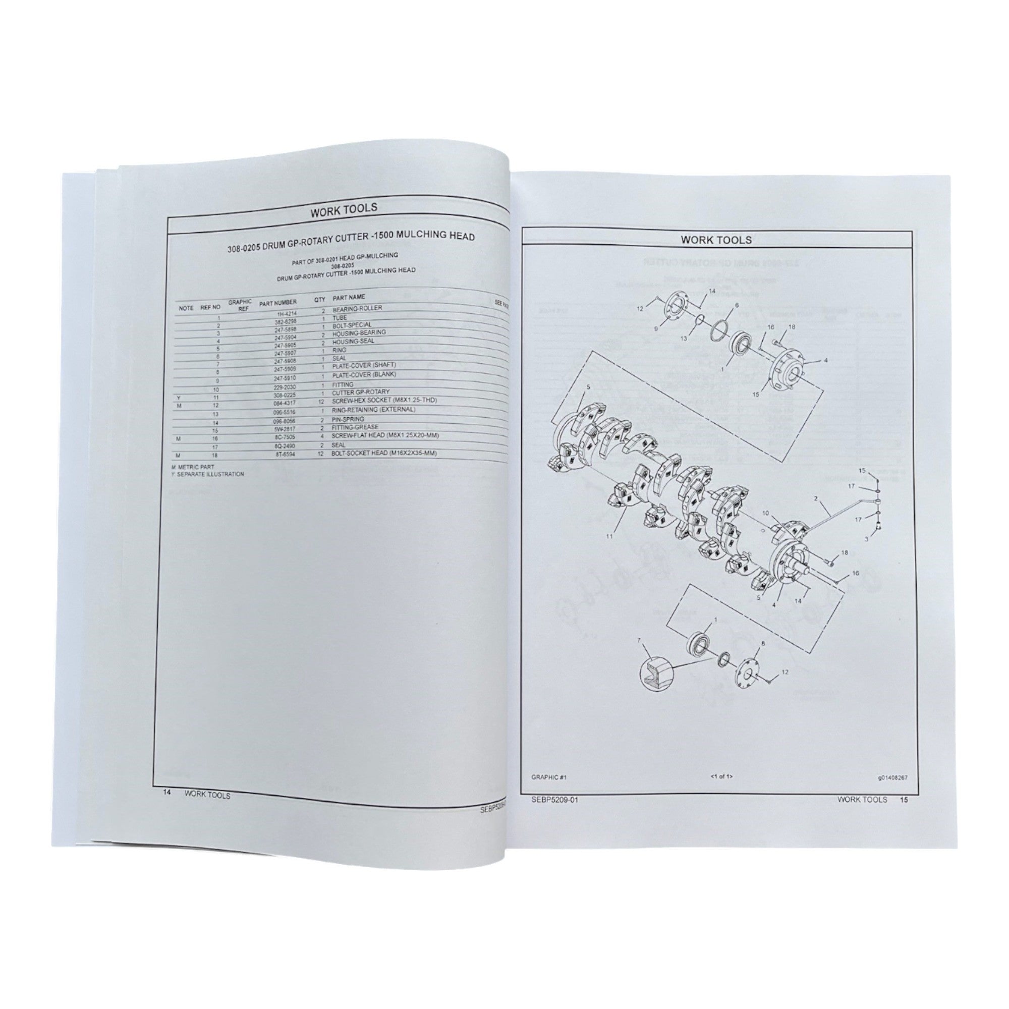 Caterpillar Cat HM315 Mulching Head Parts Catalog Manual
