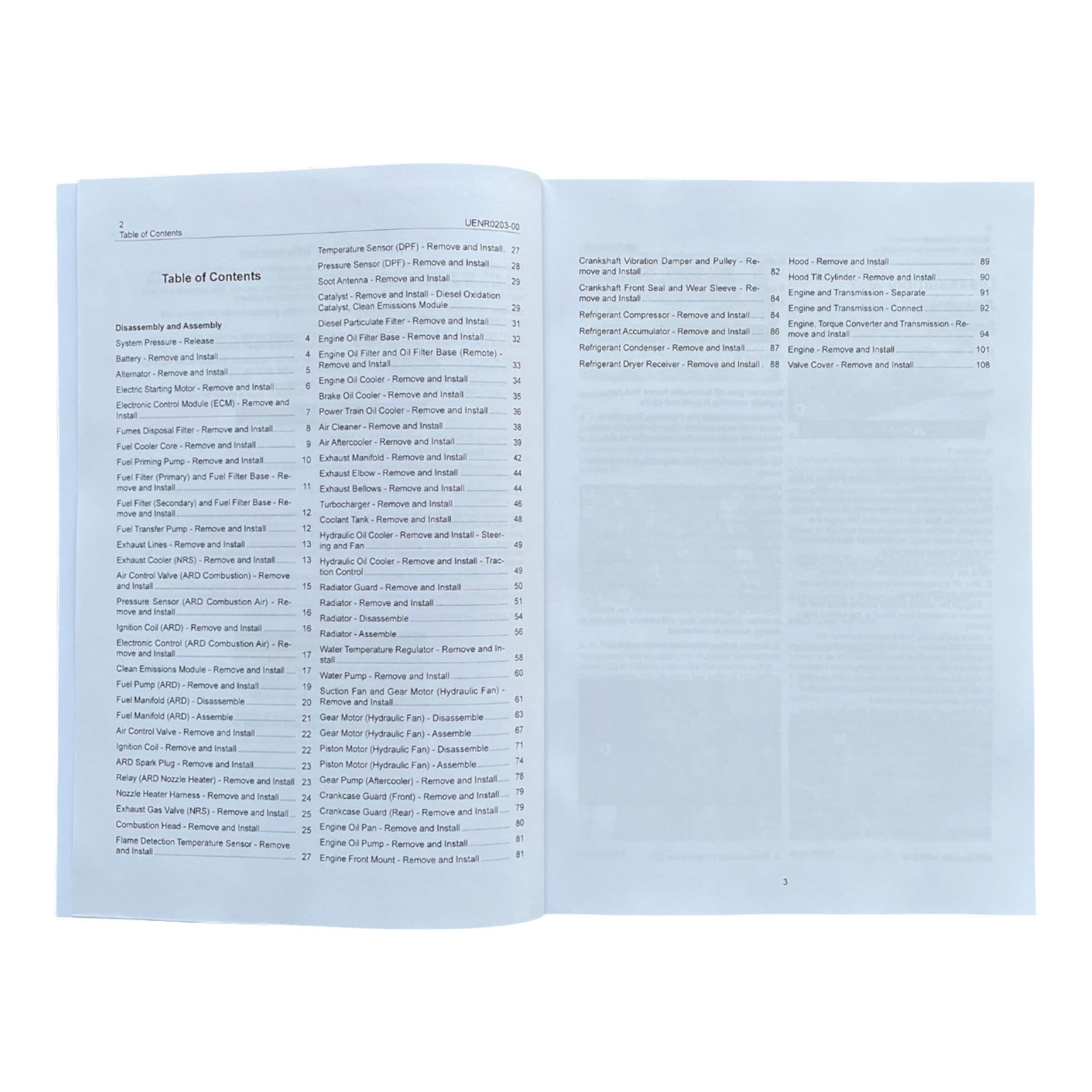 Manual de servicio del conjunto de desmontaje y suministro del motor del camión Caterpillar 735B 740B UENR0203