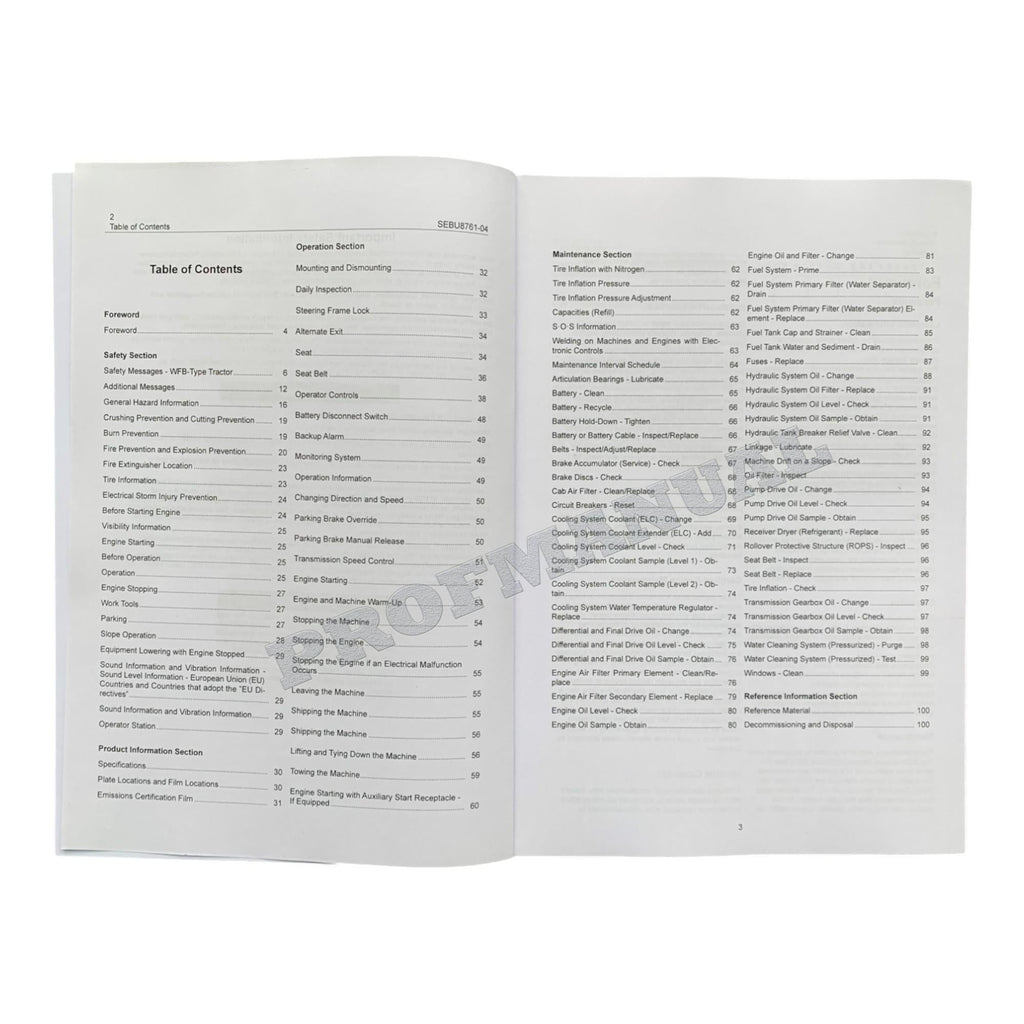 Manual de mantenimiento del operador de la taladora apiladora de ruedas Caterpillar 553C
