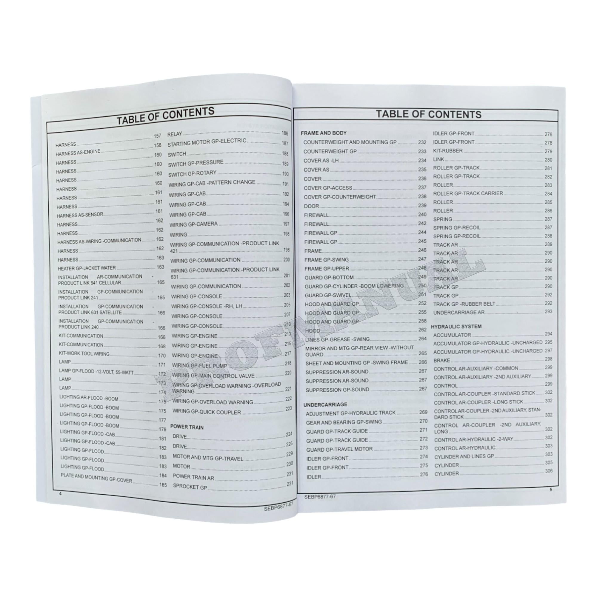 Caterpillar Cat 308E2 CR Mini Hydraulic Excavator Parts Catalog Manual FJX1-Up