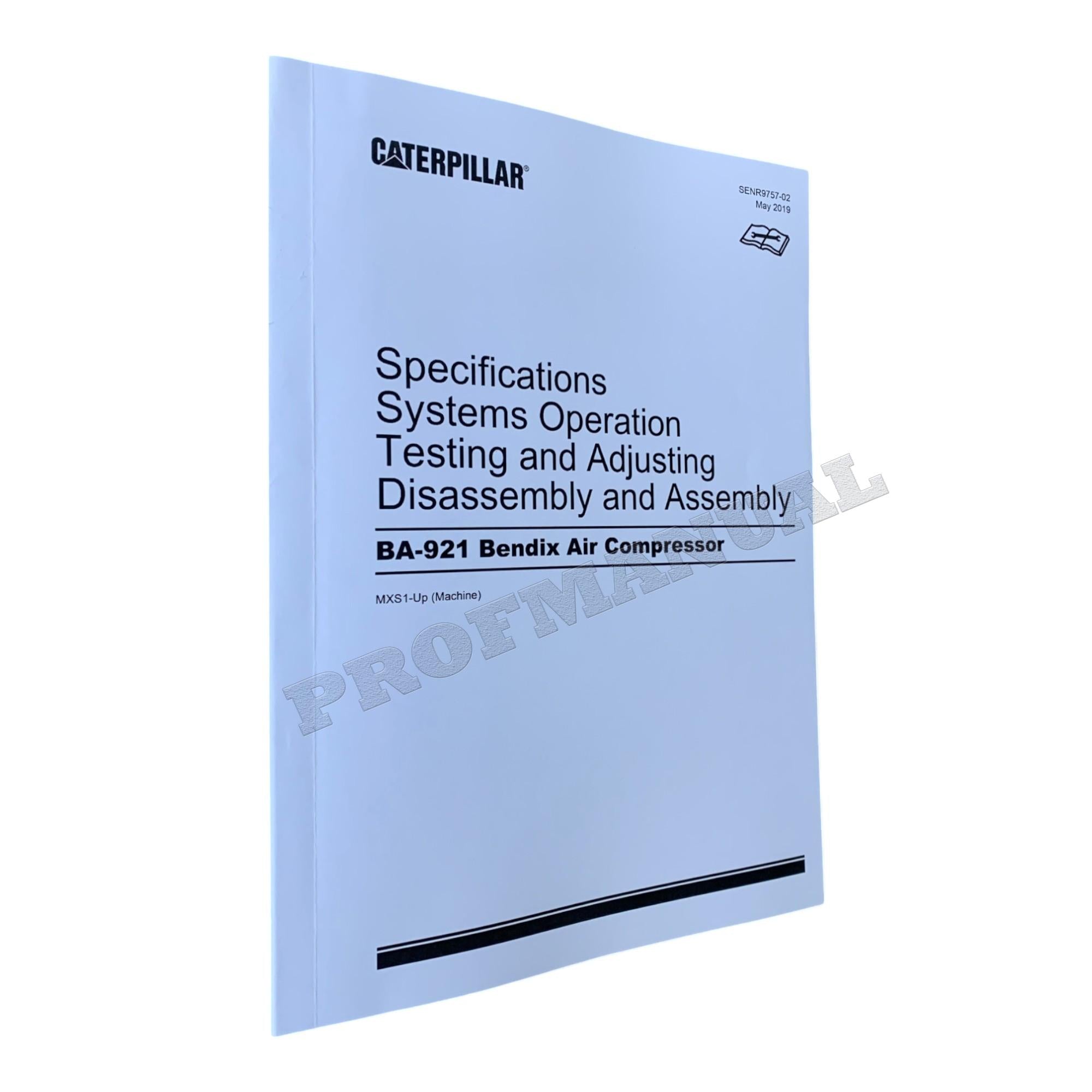 Caterpillar BA-921 Bendix Air Compressor Spec Test Adjusting Disassembly Assembly Manual