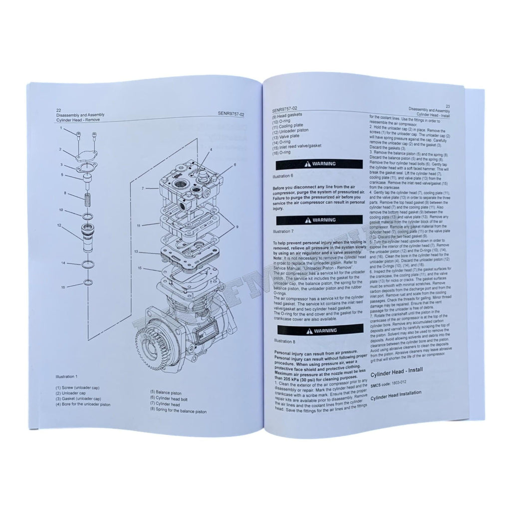 Caterpillar BA-921 Bendix Air Compressor Spec Test Adjusting Disassembly Assembly Manual