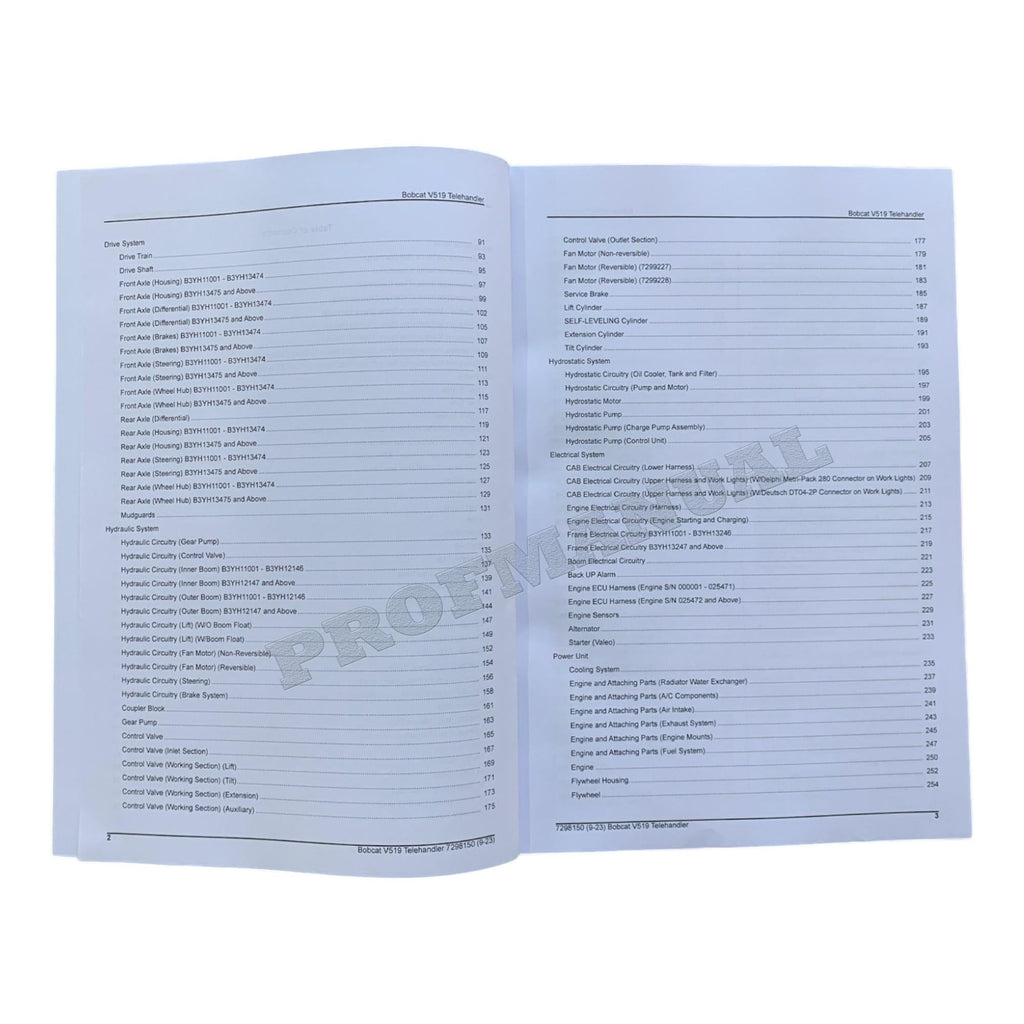 Manual del catálogo de piezas Bobcat V519 VersaHandler