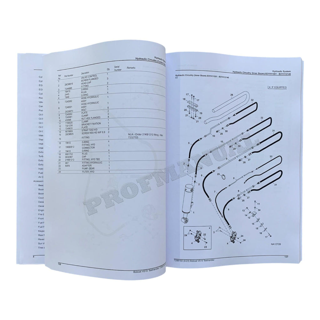 Manual del catálogo de piezas Bobcat V519 VersaHandler