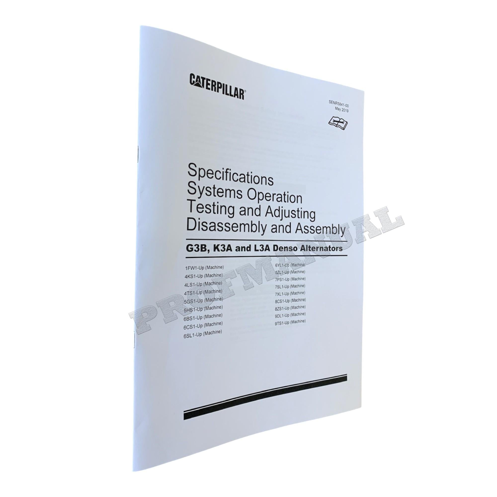 Caterpillar G3B K3A L3A Denso Alternator Disass Assem Spec Test Adjust Manual