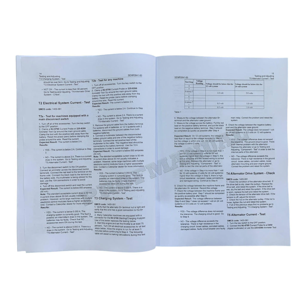 Caterpillar G3B K3A L3A Denso Alternator Disass Assem Spec Test Adjust Manual