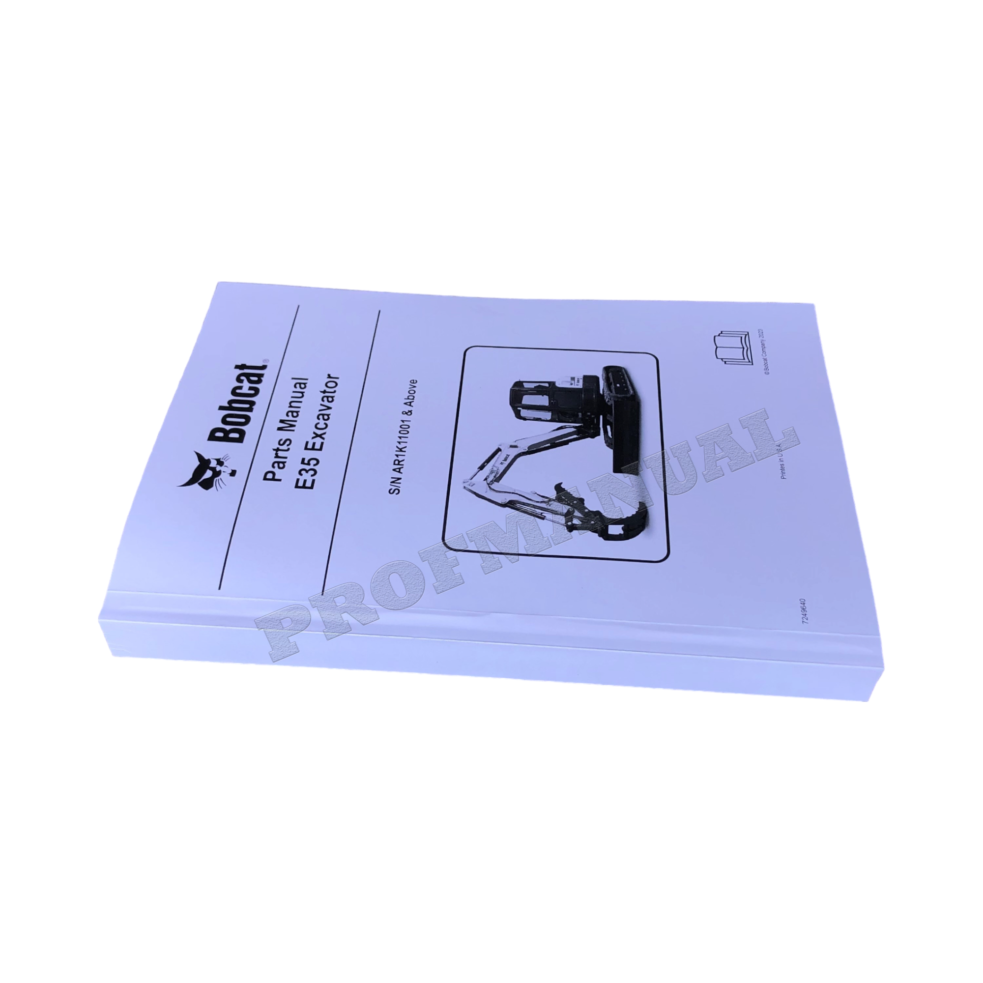 Bobcat E35 Excavator Parts Catalog Manual AR1K11001-