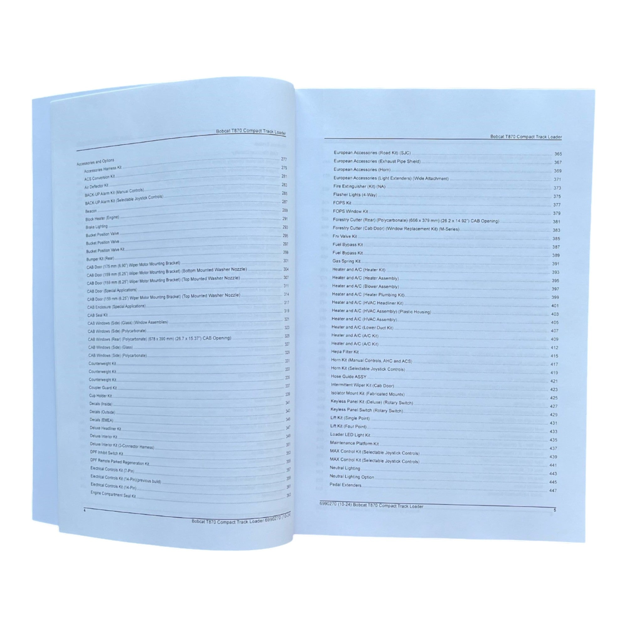 Bobcat T870 Compact Track Loader Parts Catalog Manual AN8L11001- ATF811001-