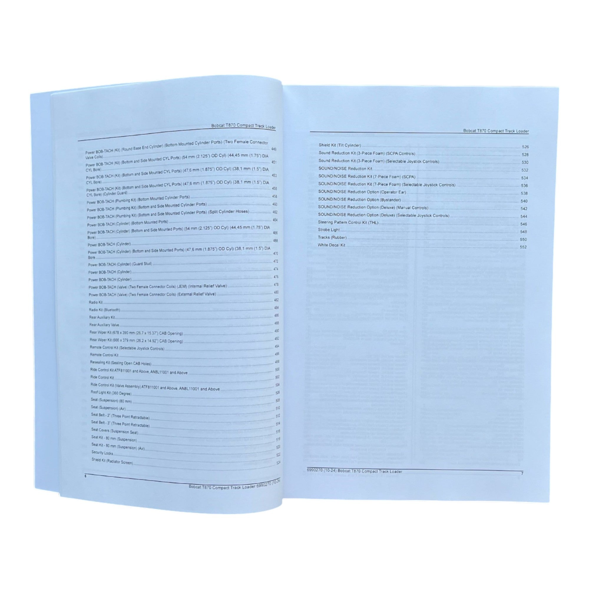 Bobcat T870 Compact Track Loader Parts Catalog Manual AN8L11001- ATF811001-