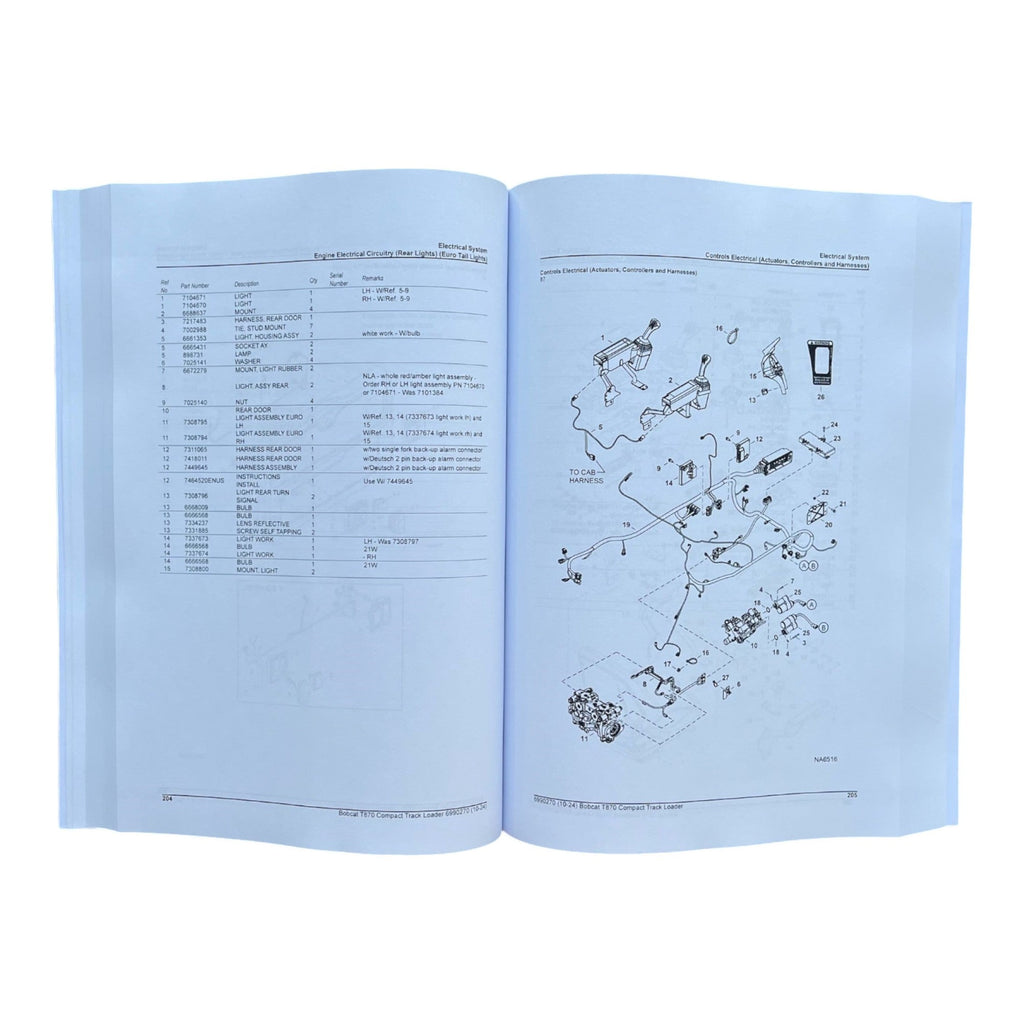 Bobcat T870 Compact Track Loader Parts Catalog Manual AN8L11001- ATF811001-