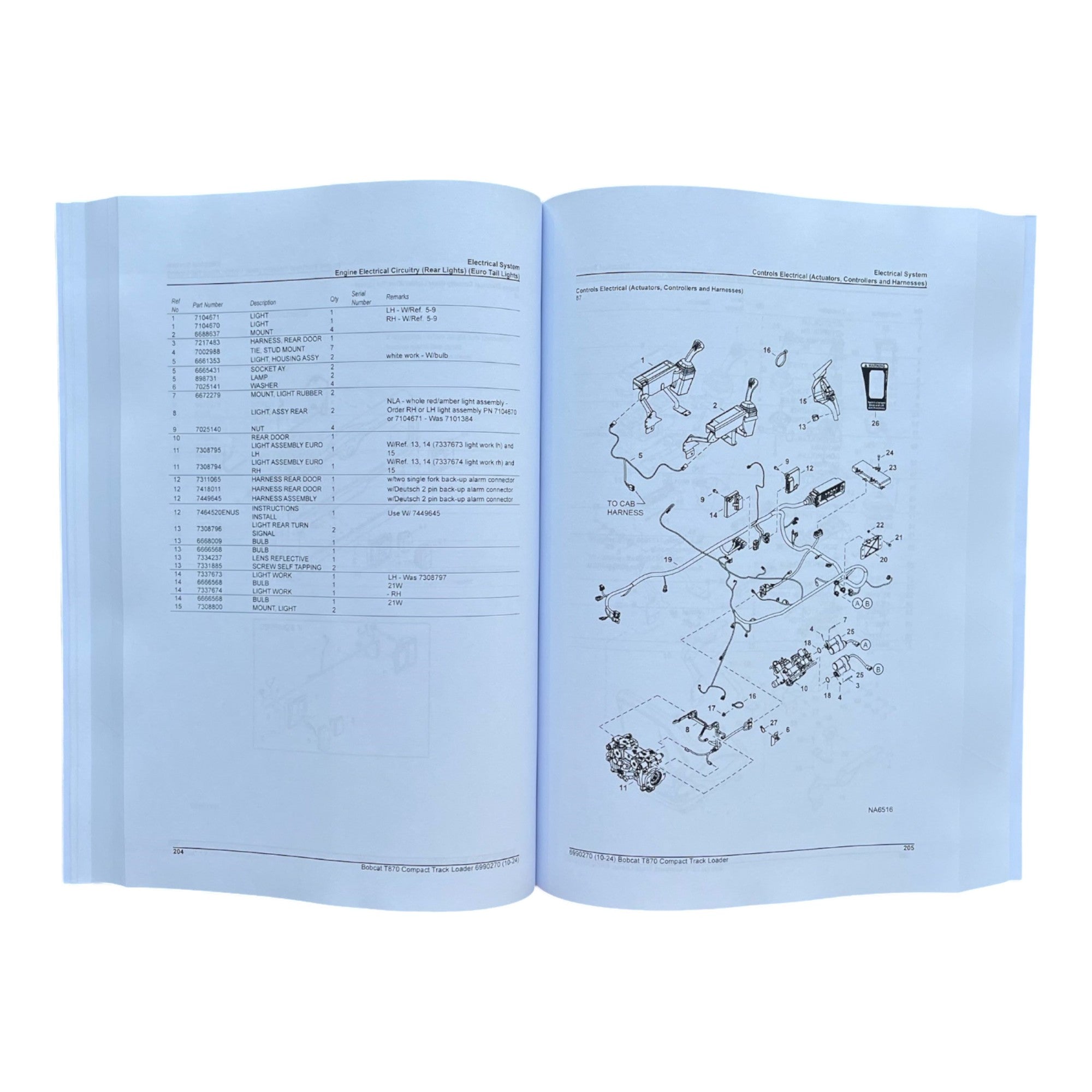 Bobcat T870 Compact Track Loader Parts Catalog Manual AN8L11001- ATF811001-