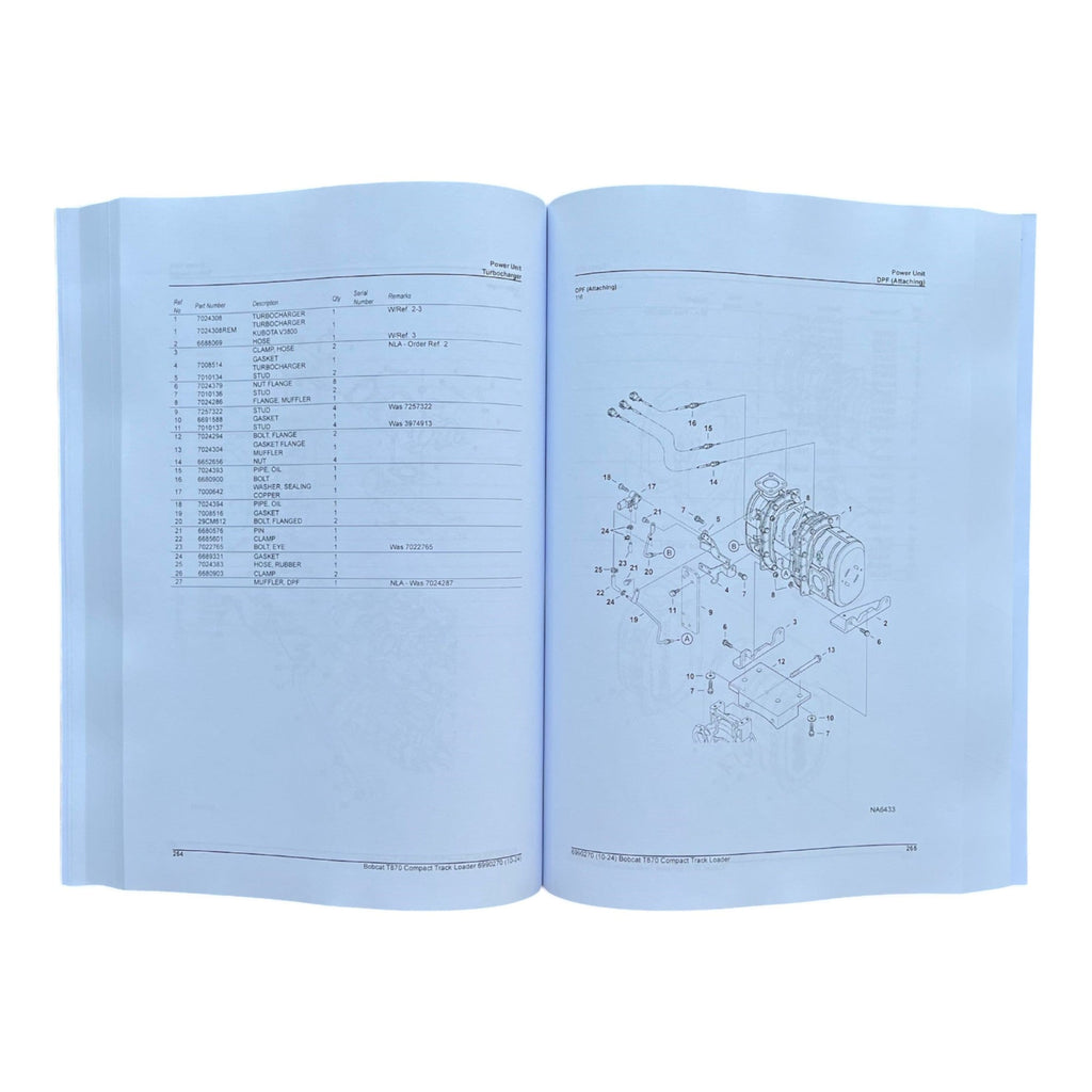 Bobcat T870 Compact Track Loader Parts Catalog Manual AN8L11001- ATF811001-