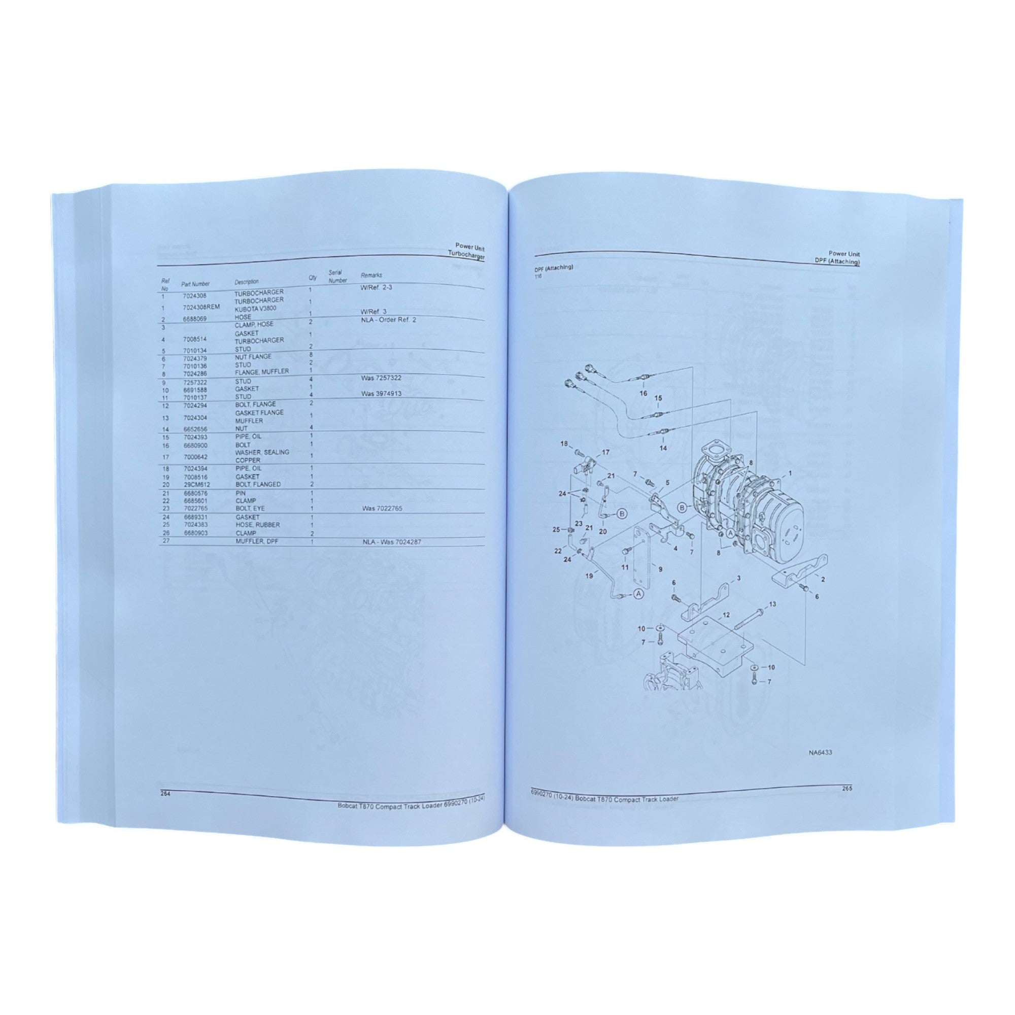 Bobcat T870 Compact Track Loader Parts Catalog Manual AN8L11001- ATF811001-