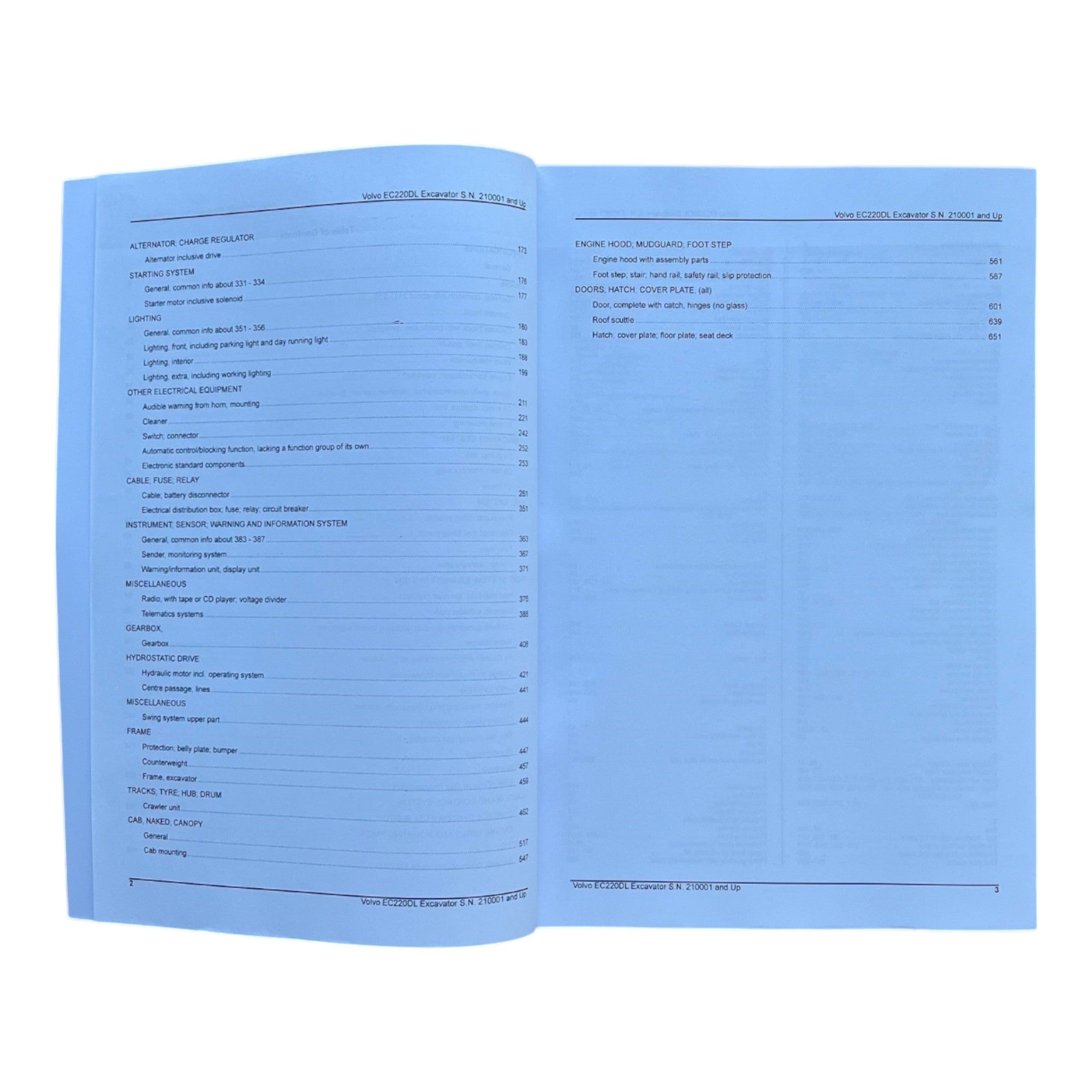 VOLVO EC220D L Excavator Parts Catalog Hard Copy Manual