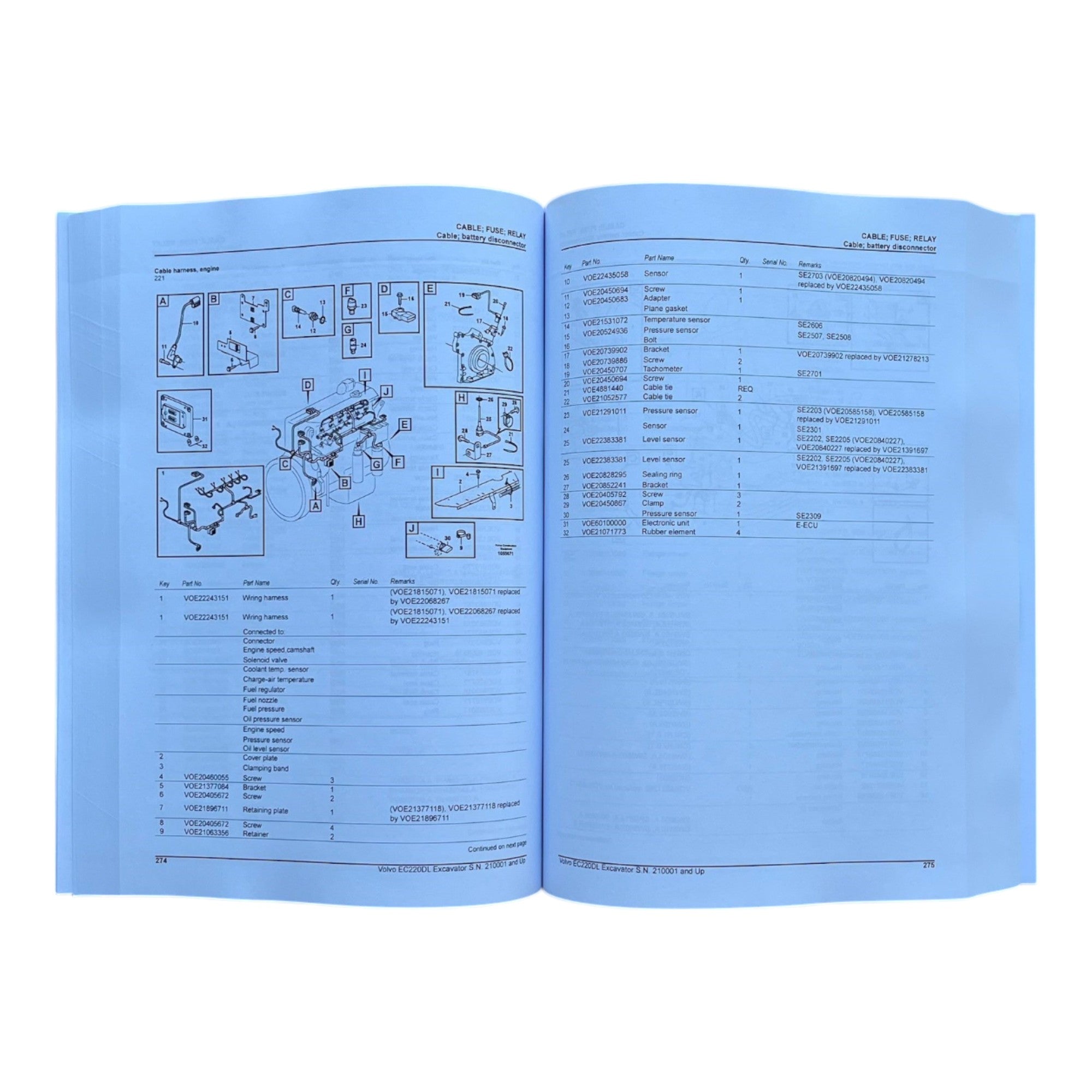 VOLVO EC220D L Excavator Parts Catalog Hard Copy Manual