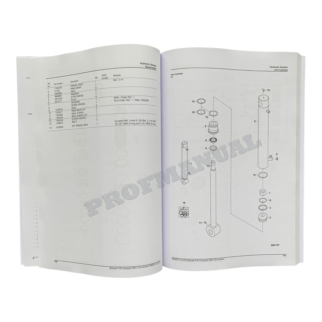 Bobcat 418 Excavator Parts Catalog Manual B39211001-