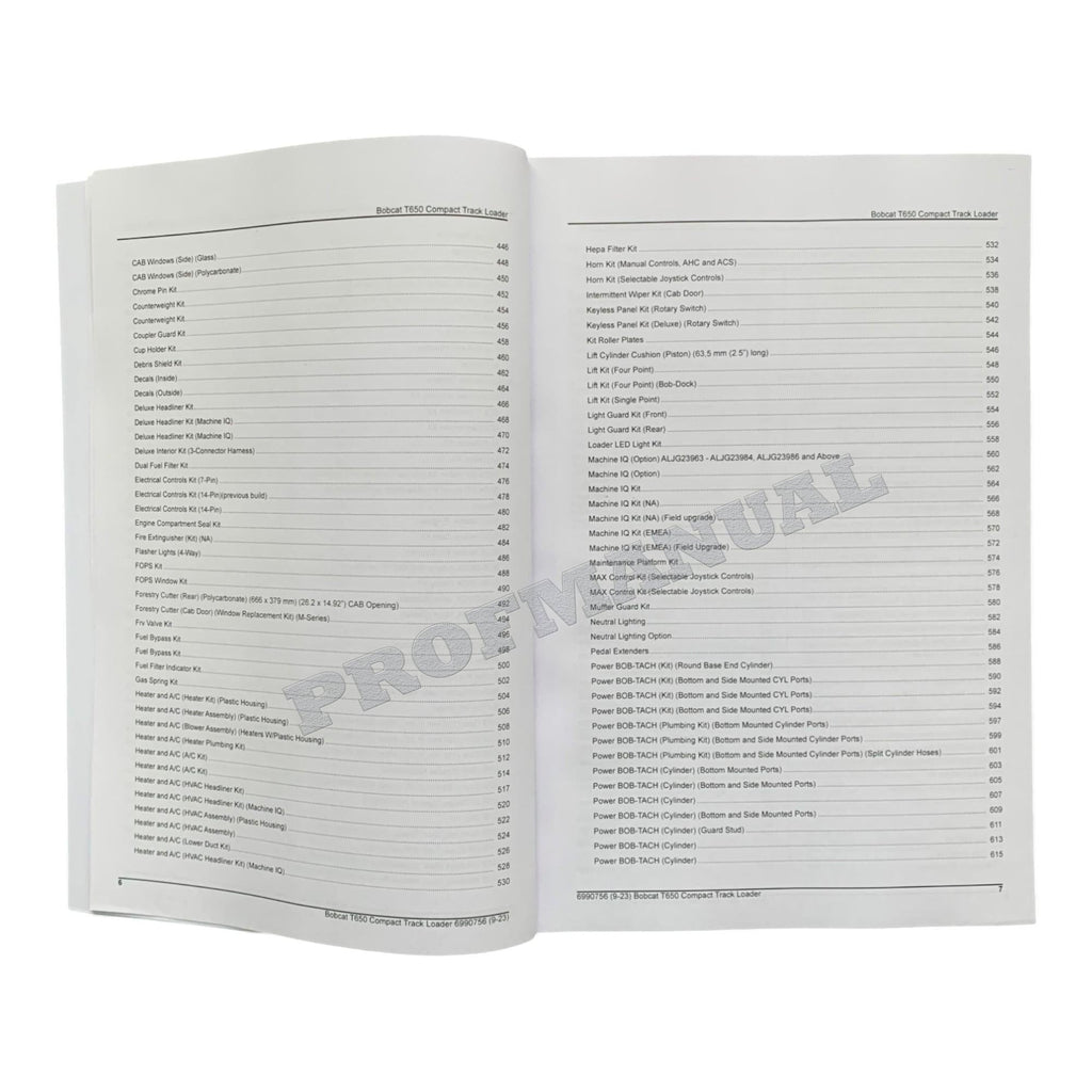 Bobcat T650 Compact Track Loader Parts Catalog Manual ALJG11001-