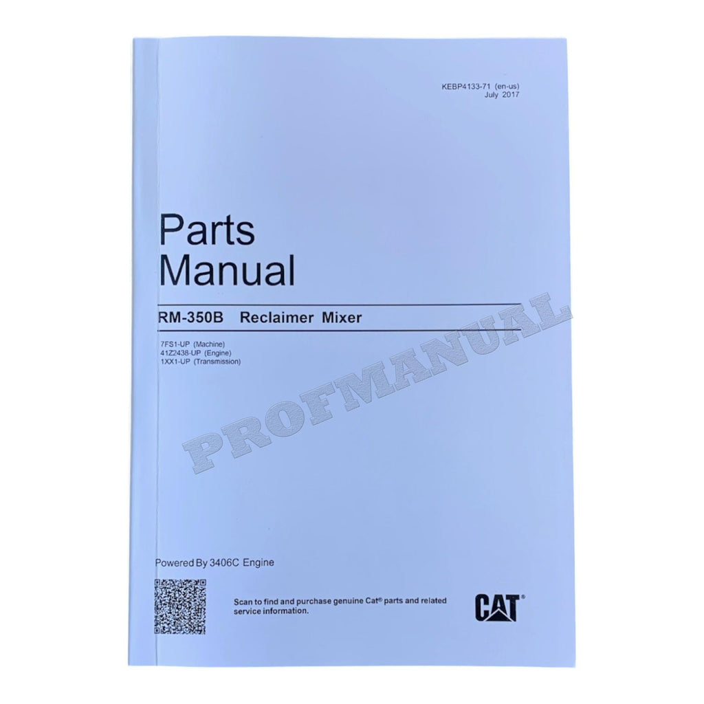 Caterpillar Cat RM 350B Reclaimer Mixer Road Reclaimer Parts Catalog Manual