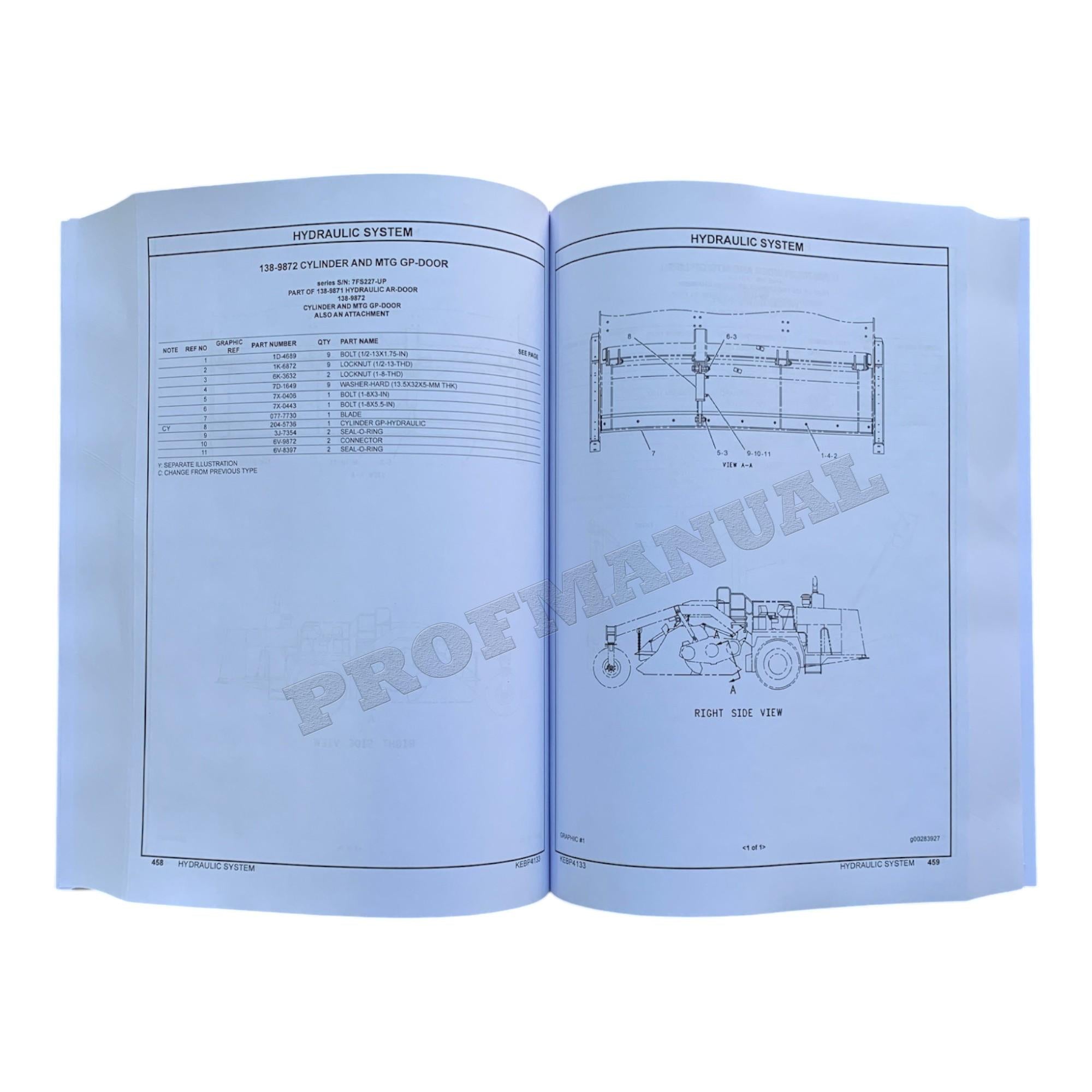 Caterpillar Cat RM 350B Reclaimer Mixer Road Reclaimer Parts Catalog Manual