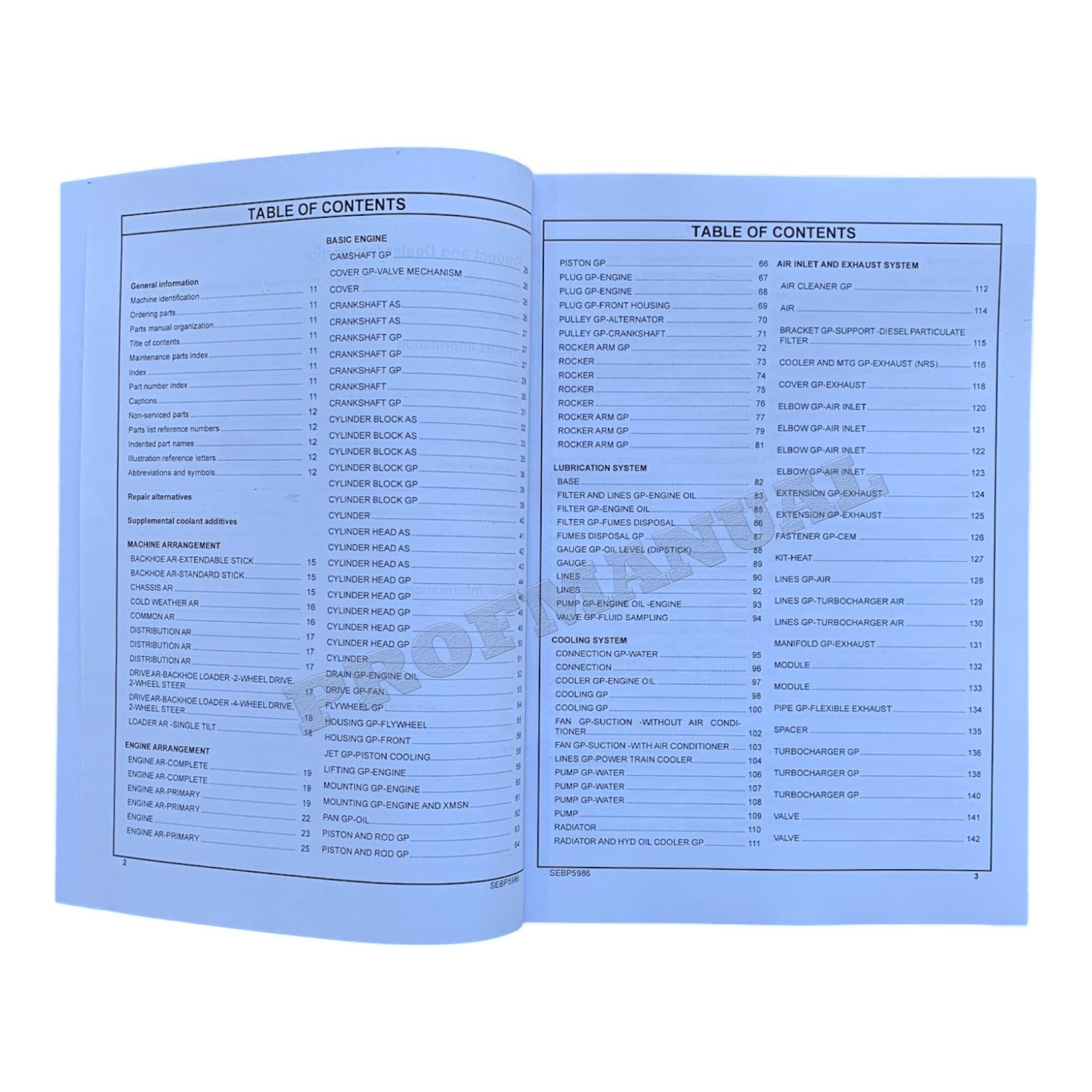 Caterpillar Cat 420F Backhoe Loader Parts Catalog Manual SEBP5986