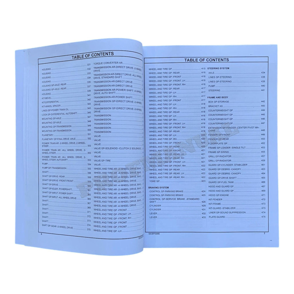 Caterpillar Cat 420F Backhoe Loader Parts Catalog Manual SEBP5986
