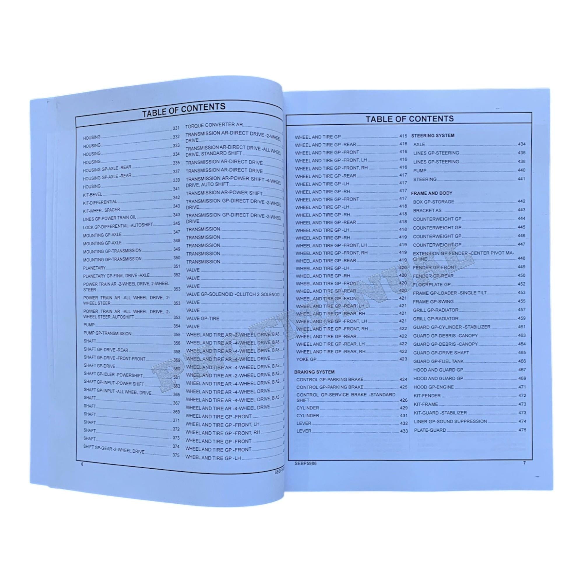 Caterpillar Cat 420F Backhoe Loader Parts Catalog Manual SEBP5986